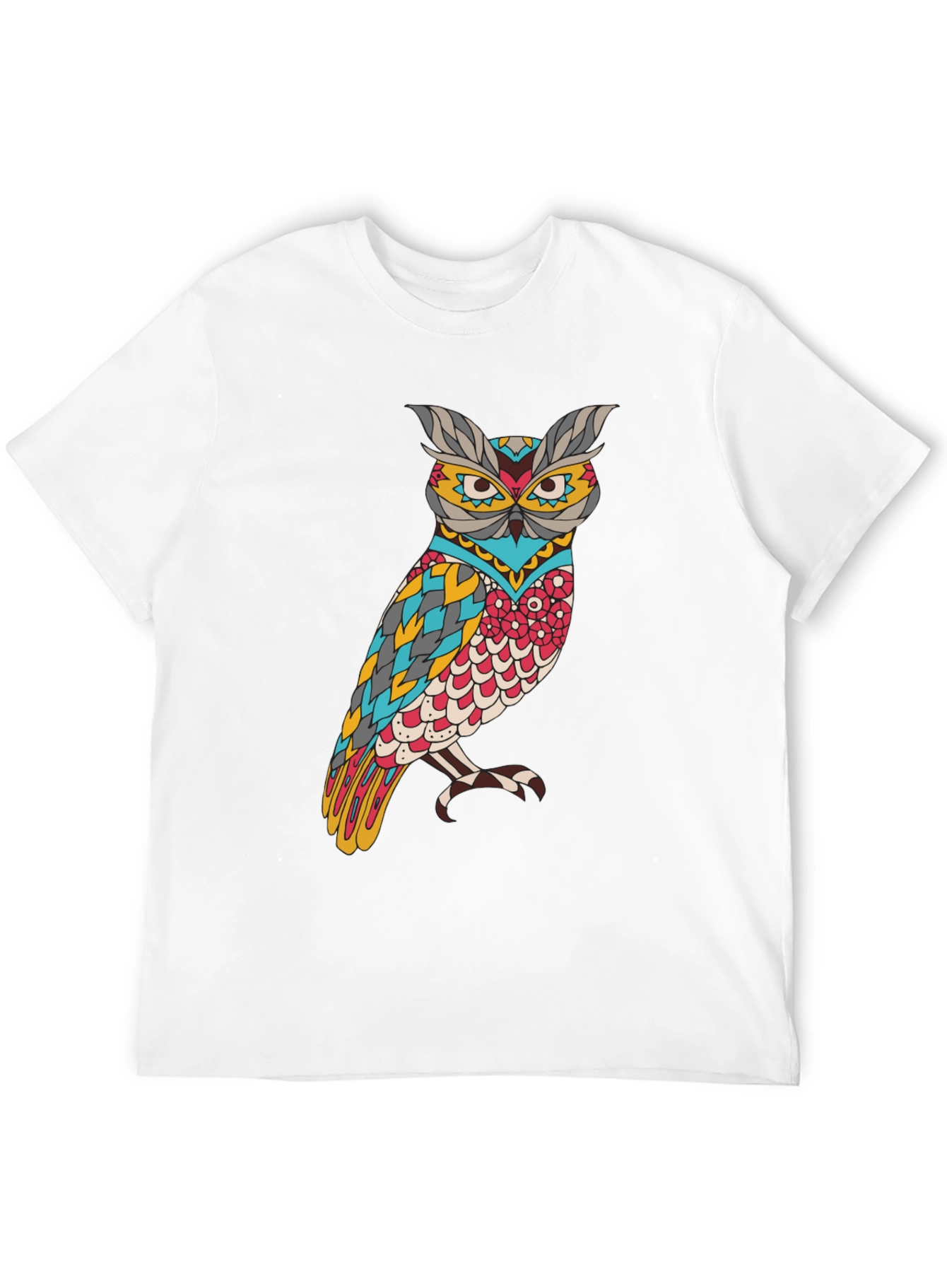 Black Owl Graphic Print Men's Black T-Shirt view 12