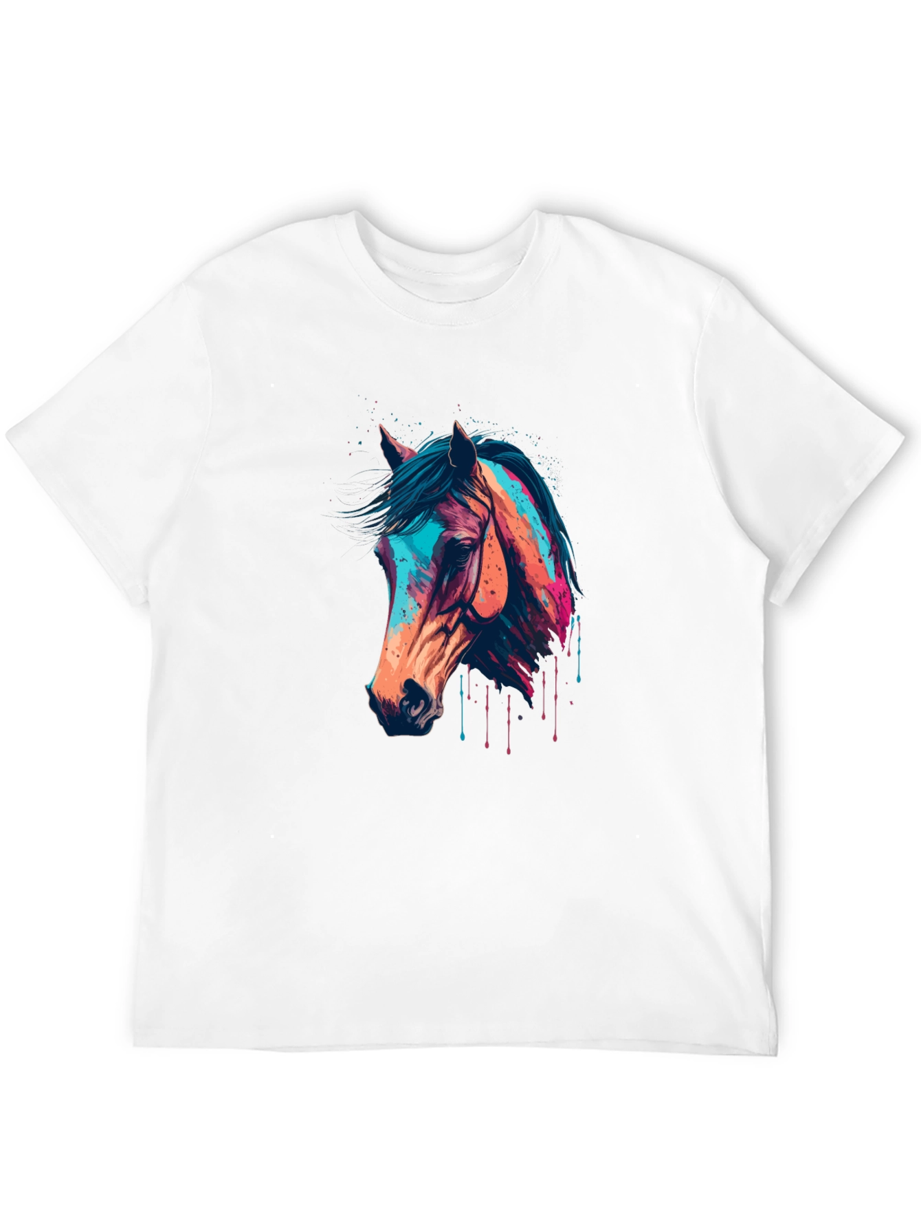 Black Horse Graphic Tee - Colorful Animal Print view 12