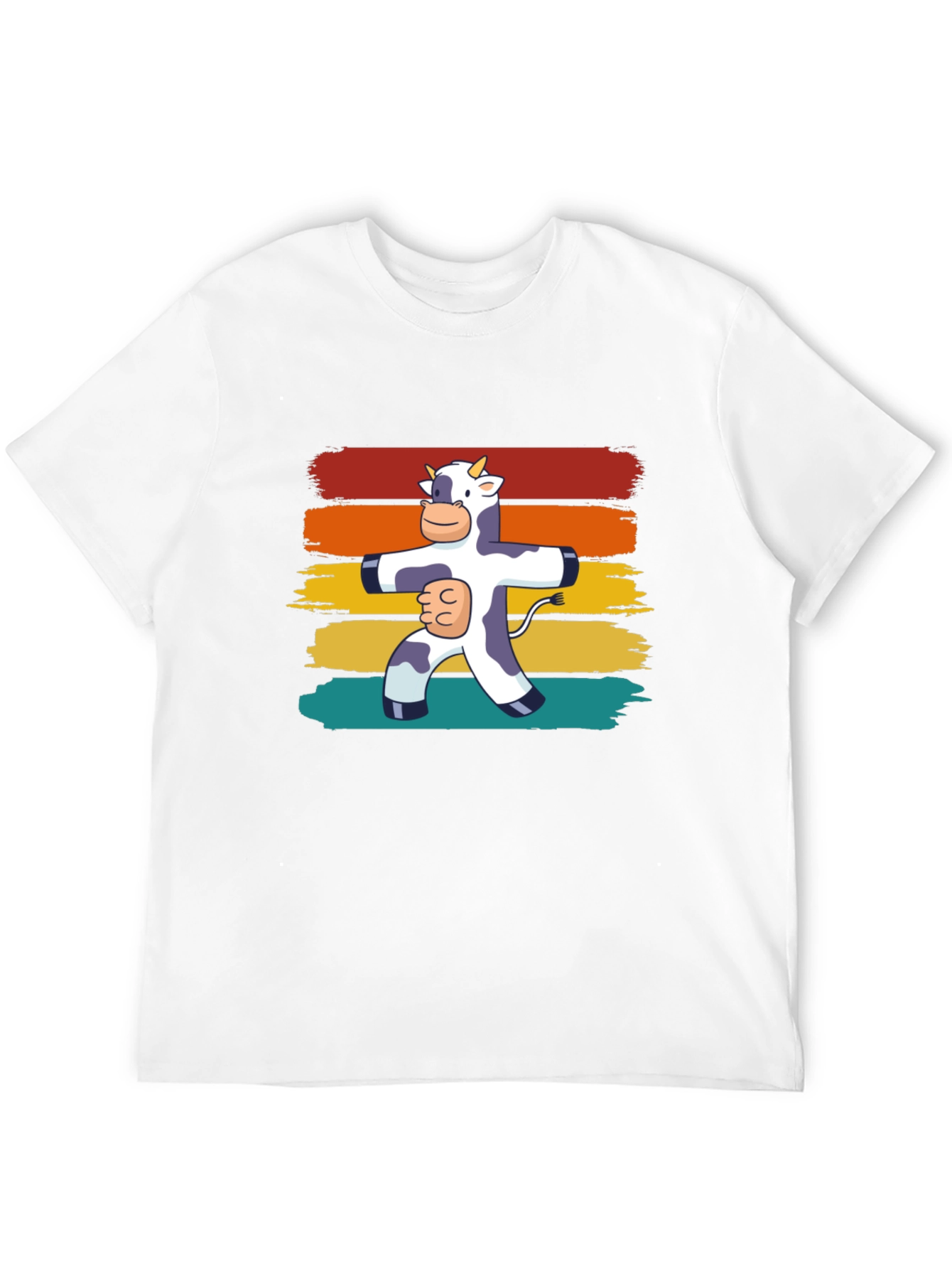 Black Retro Yoga Cow Black T-Shirt view 12