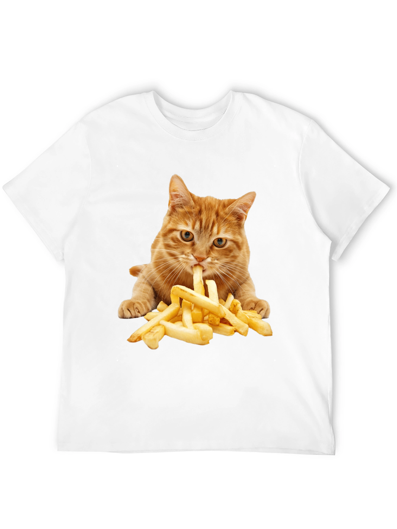 Black Cat Eating Fries Graphic Tee - Unisex T-Shirt view 12
