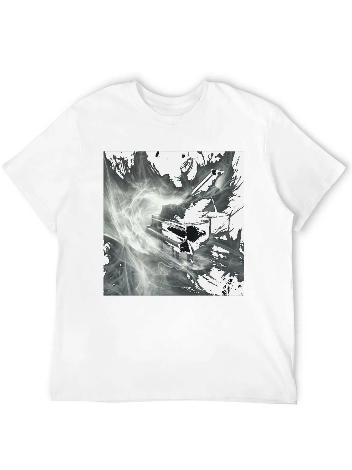 Black Abstract Piano T-Shirt - Artistic Graphic Tee view 12