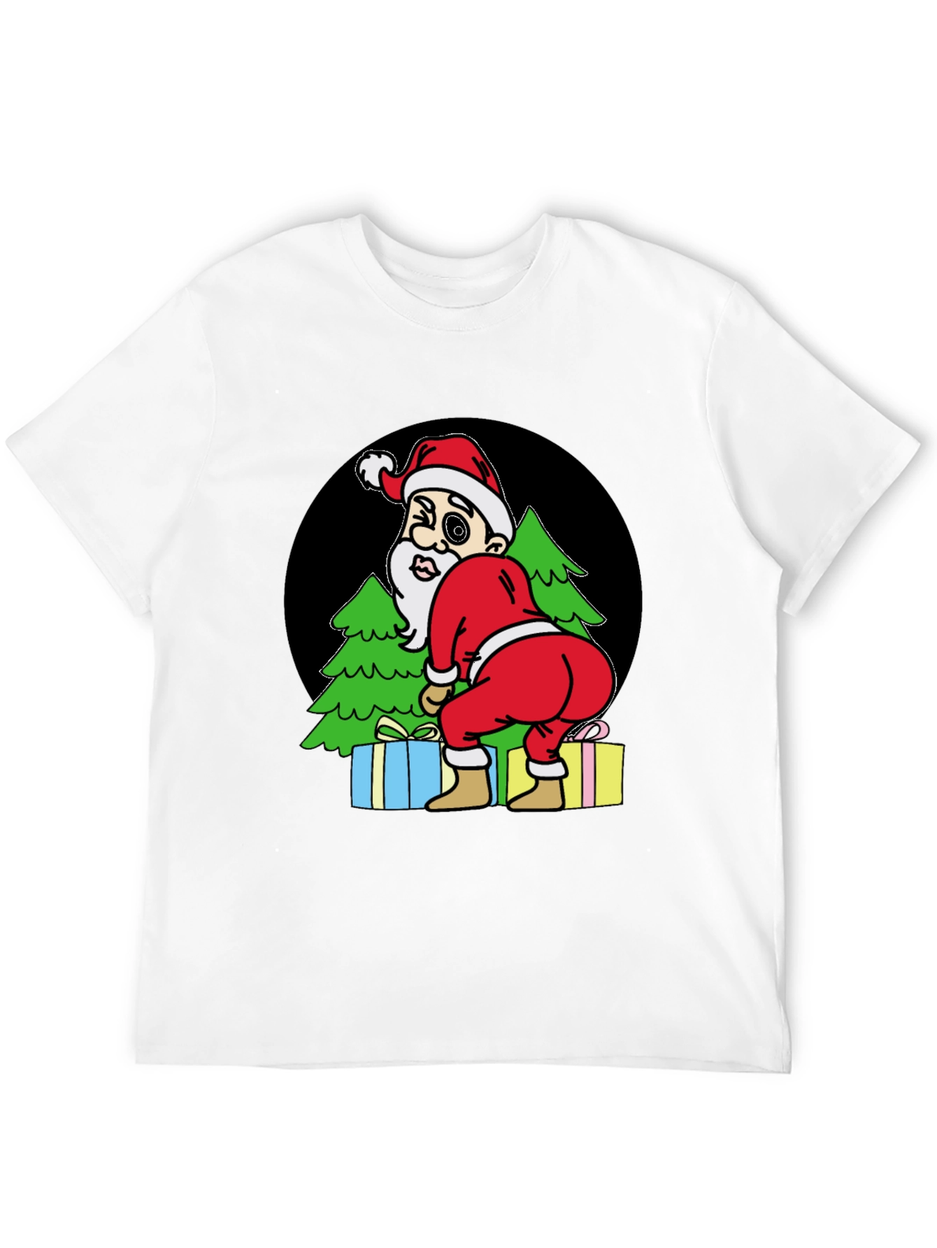 Black Funny Santa T-Shirt - Cheeky Christmas Tee view 12
