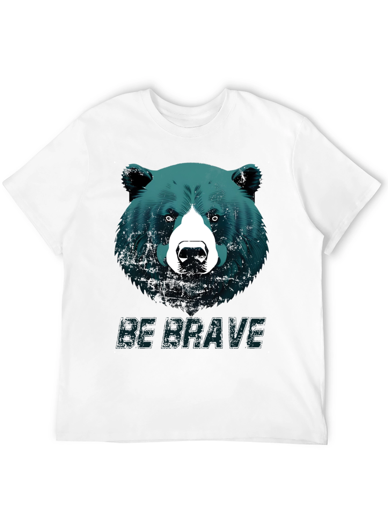 Black Be Brave Bear Graphic Tee - Black Unisex T-Shirt view 12