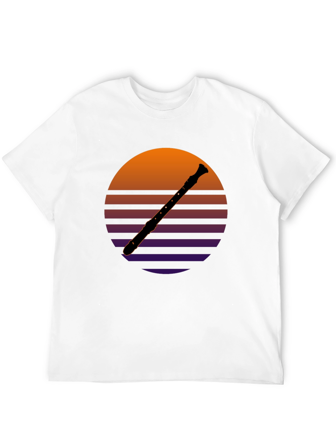 Black Retro Recorder T-Shirt - Vintage Sunset Design view 12