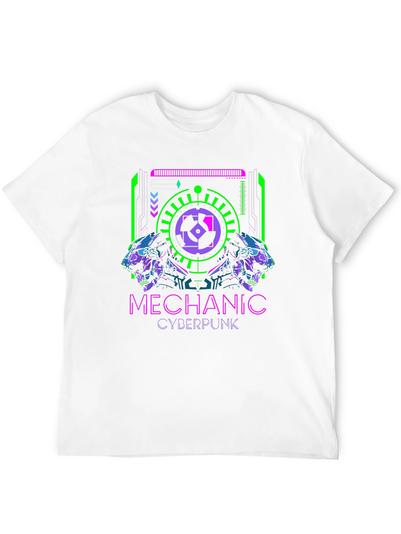 Black Cyberpunk Mechanic Graphic T-Shirt view 12