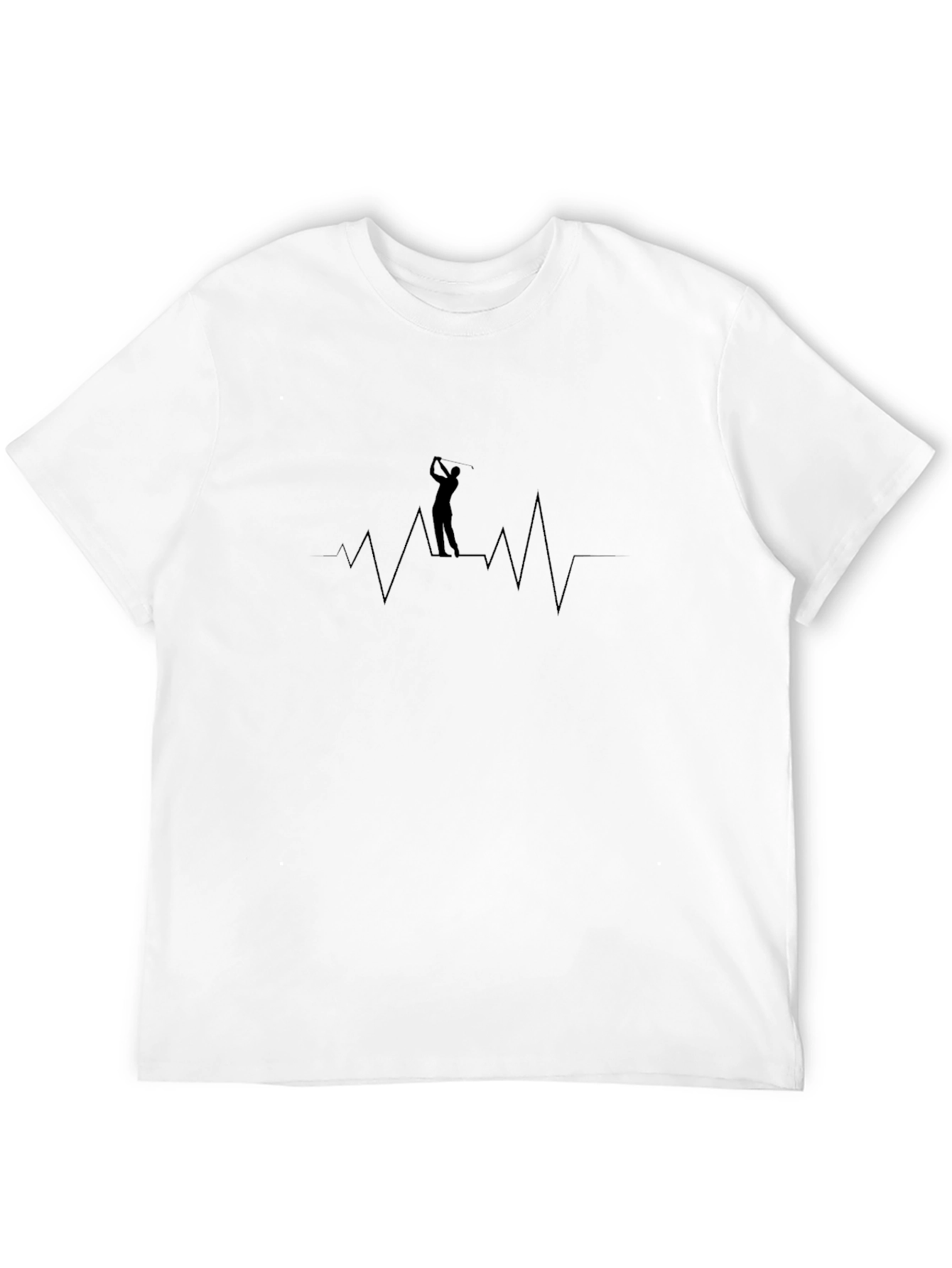 Black Golf Heartbeat Tee - Black Cotton Golfer T-Shirt view 12