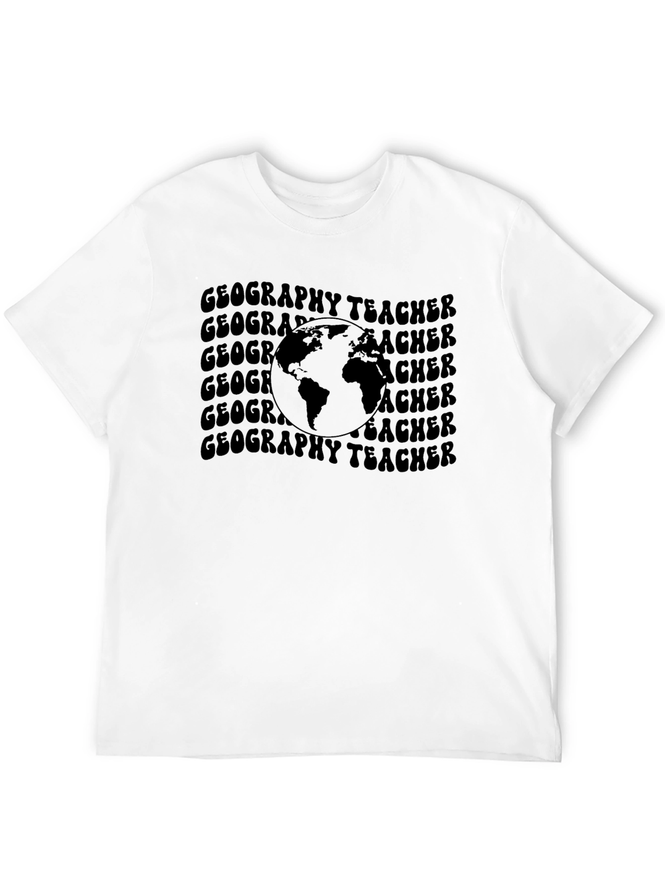 Black Geography Teacher Graphic T-Shirt - Black view 12