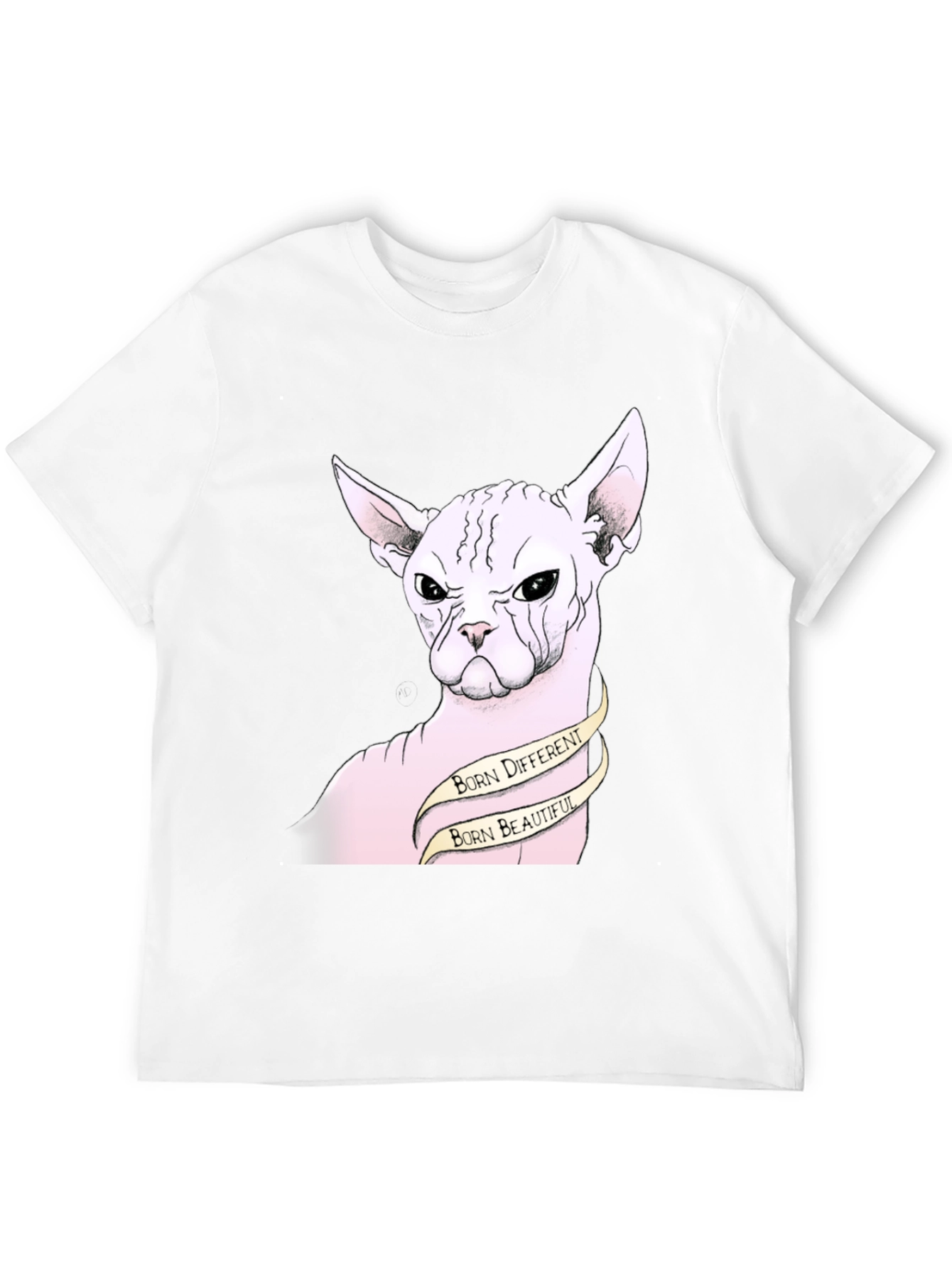 Black Unique Sphynx Cat Graphic Tee - Born Different, Beautiful view 12