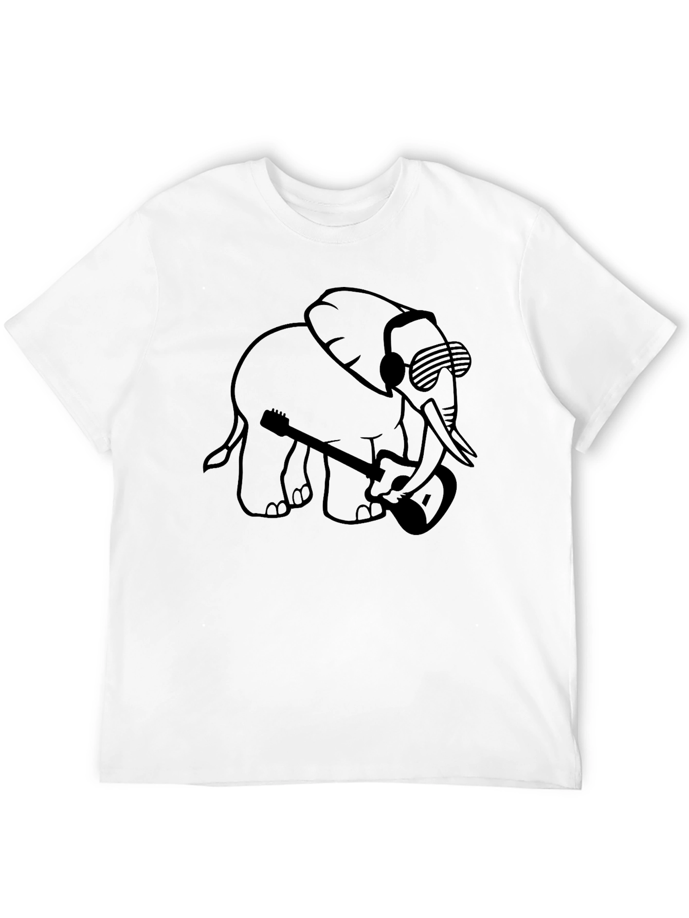 Black Elephant Guitar Player Graphic T-Shirt - Black view 12