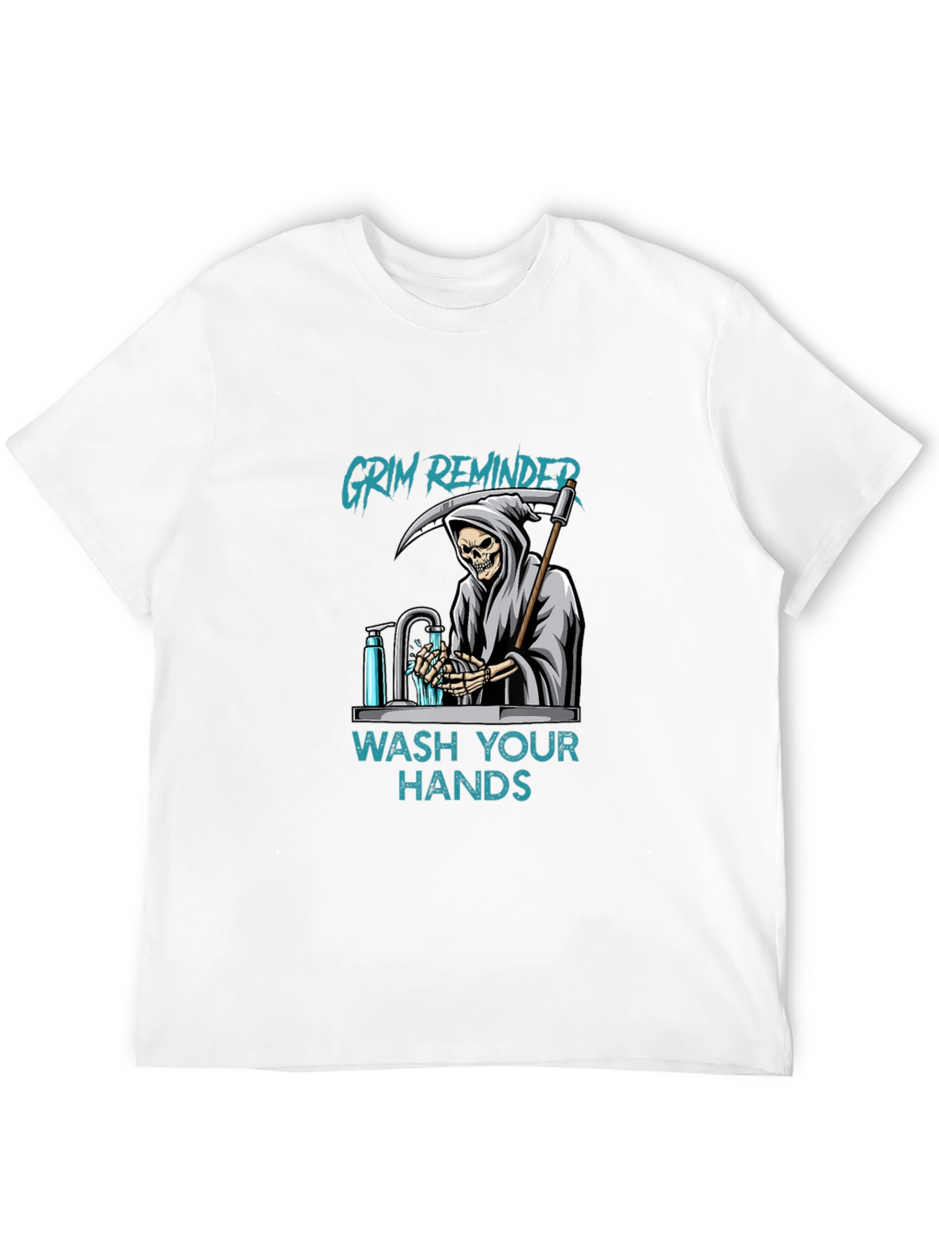 Black Grim Reminder Wash Your Hands Graphic Tee view 12