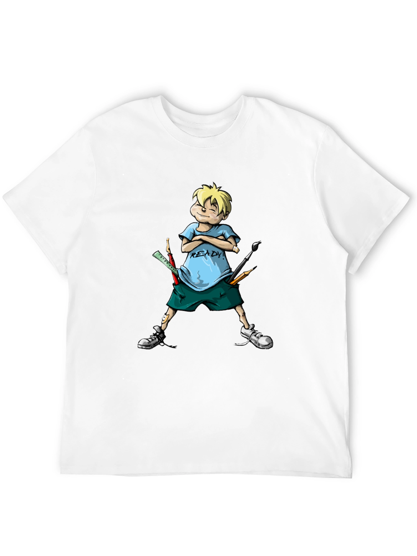 Black Cartoon Boy "Ready" T-Shirt view 12