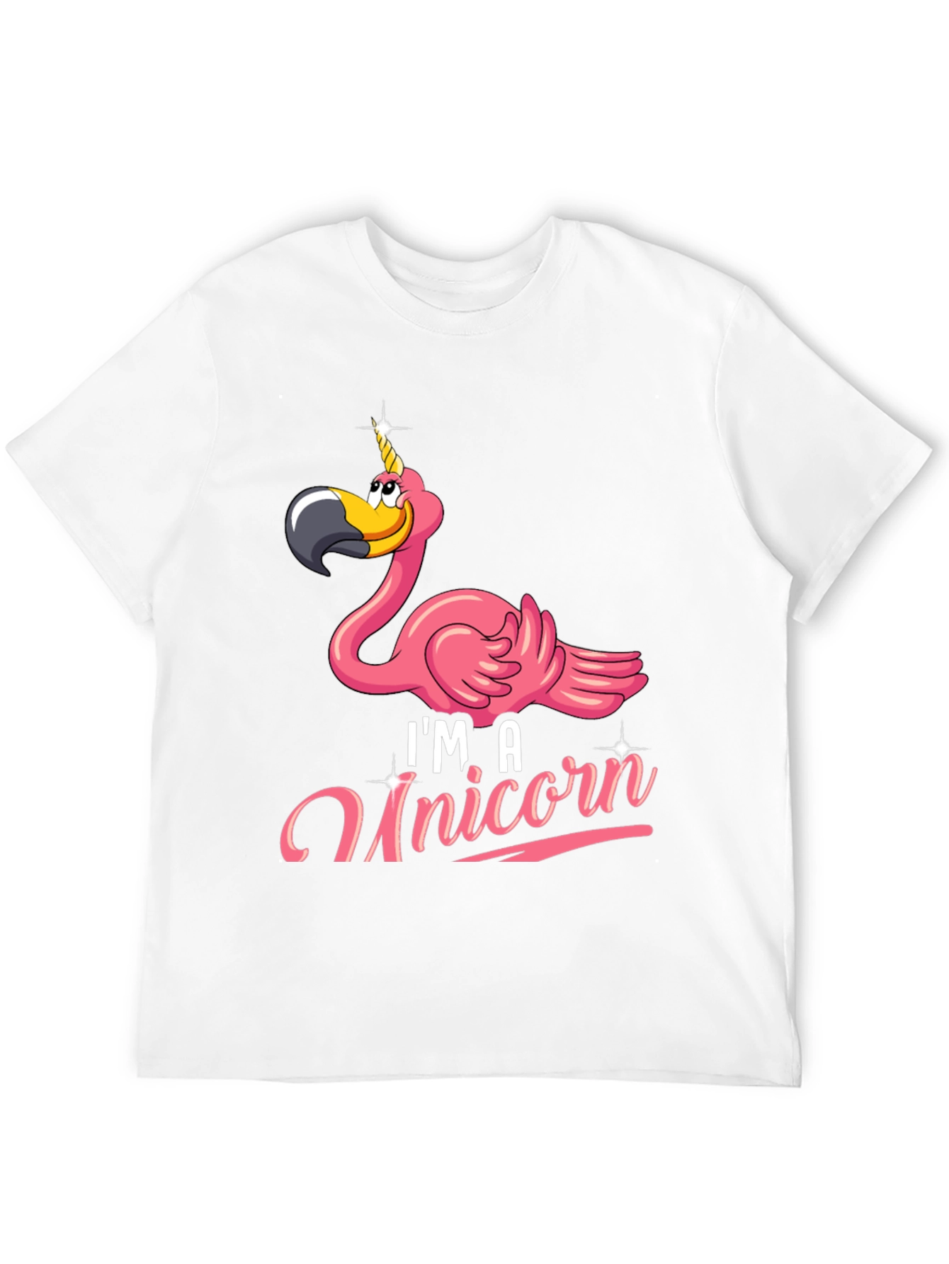 Black Funny Flamingo Unicorn Men's Black T-Shirt view 12
