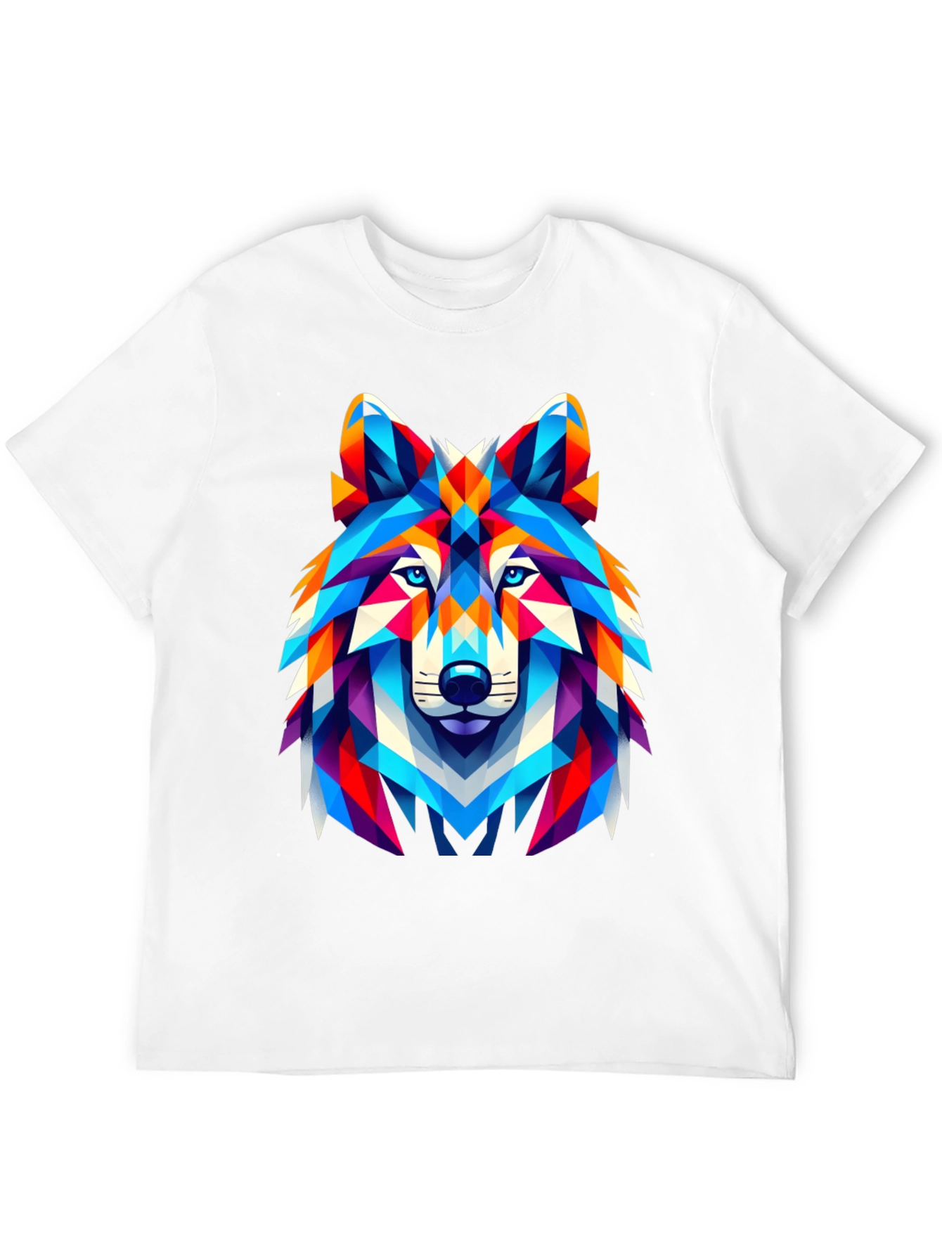 Black Geometric Wolf Head Graphic T-Shirt - Black view 12