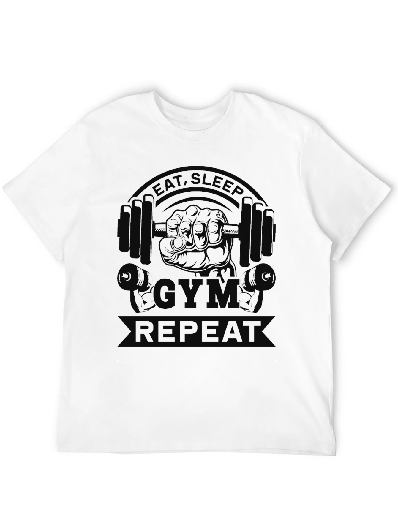 Black Eat Sleep Gym Repeat T-Shirt - Black Cotton Tee view 12