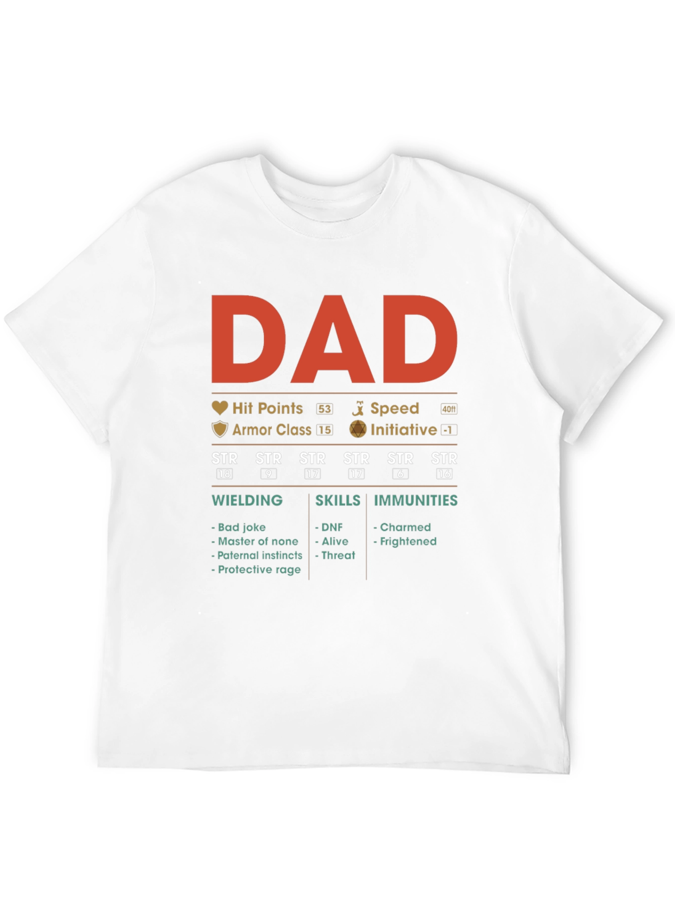 Black DAD RPG Stats T-Shirt view 12