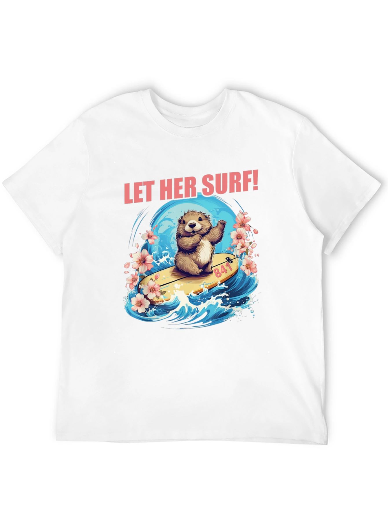 Black Let Her Surf! Graphic T-Shirt view 12