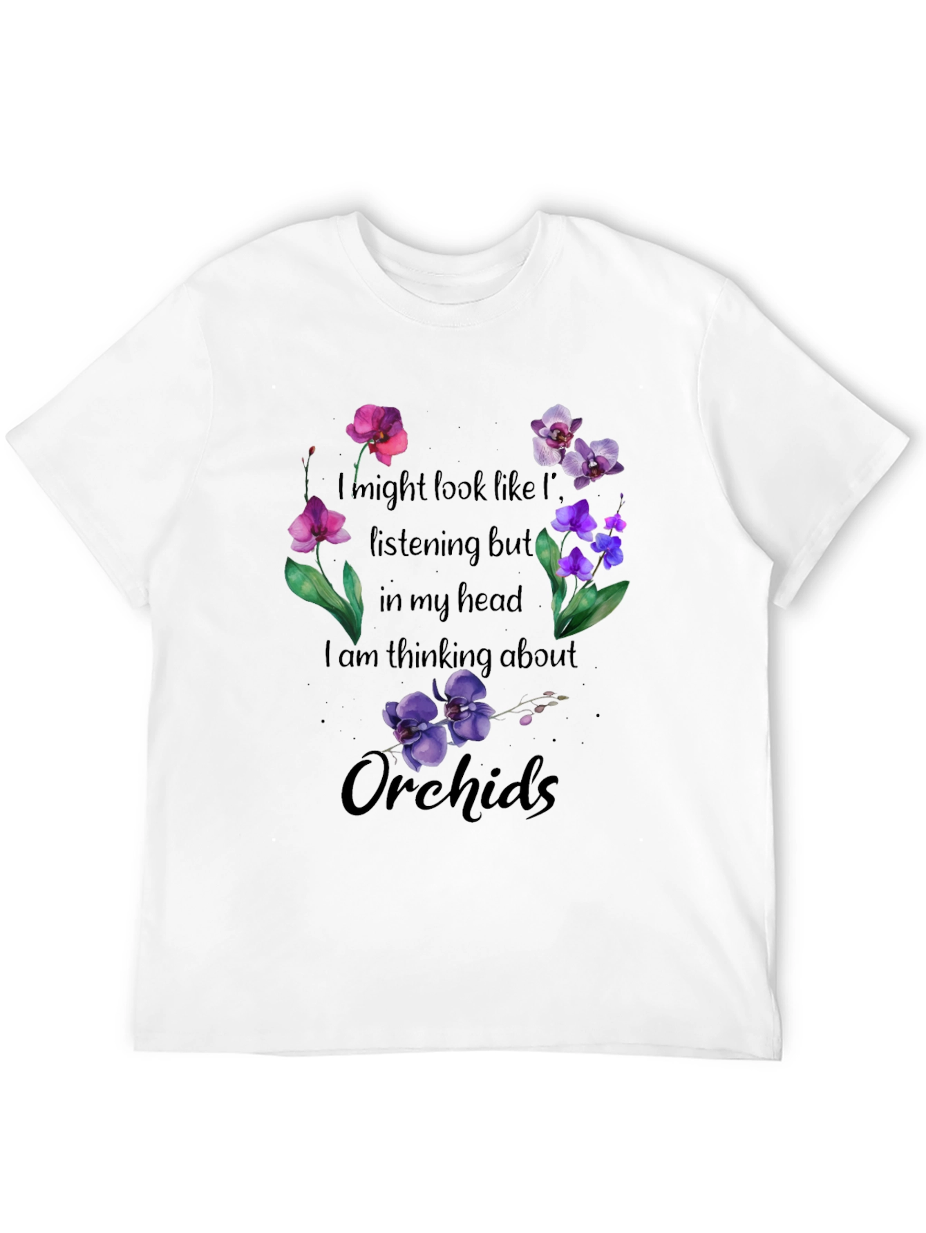 Black Thinking About Orchids T-Shirt view 12