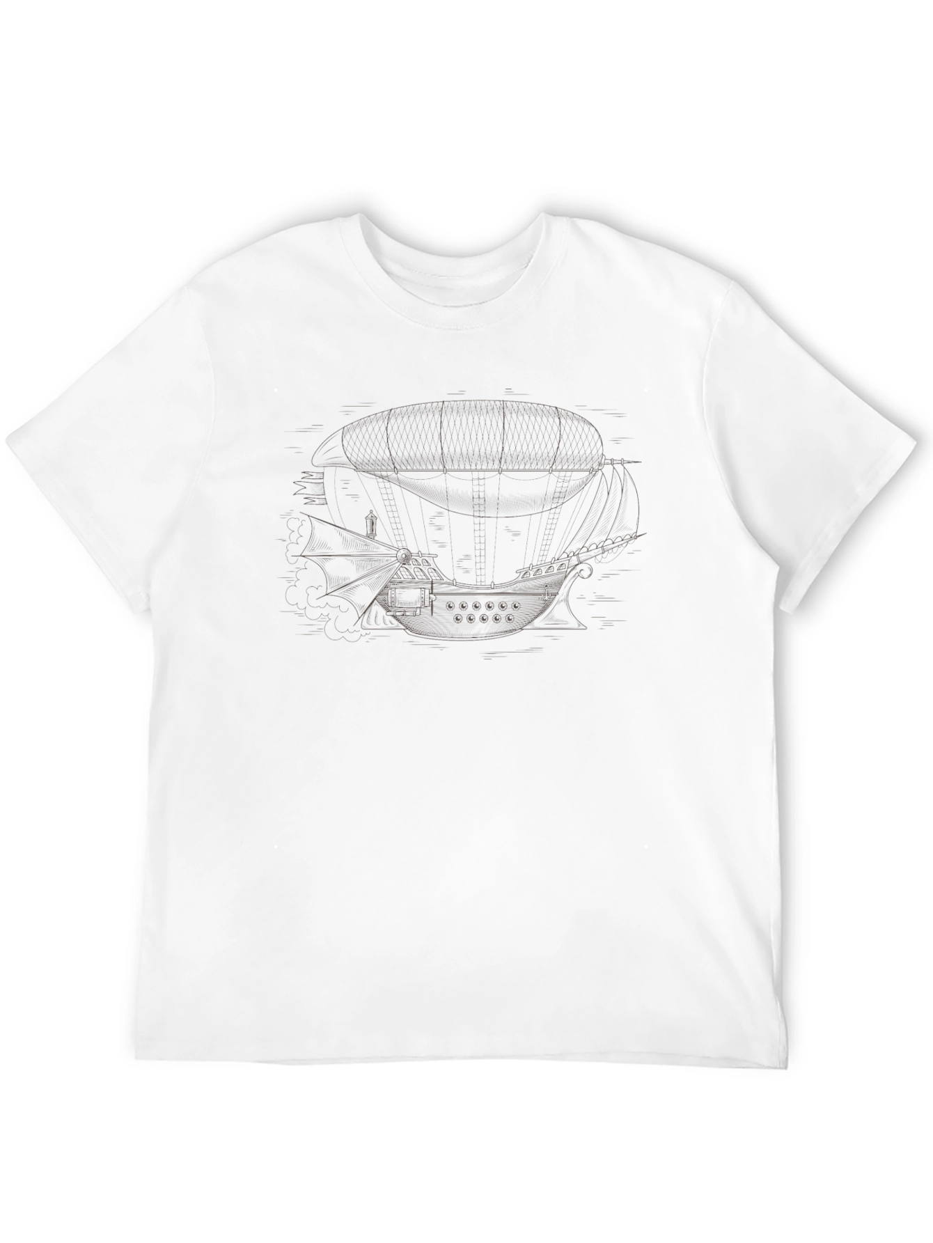 Black Steampunk Airship Graphic T-Shirt - Unique Design view 12
