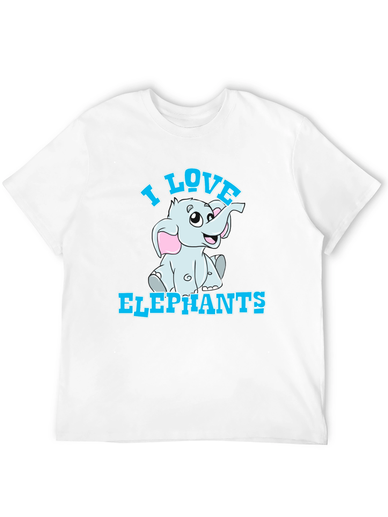 Black I Love Elephants T-Shirt - Cute Cartoon Graphic Tee view 12