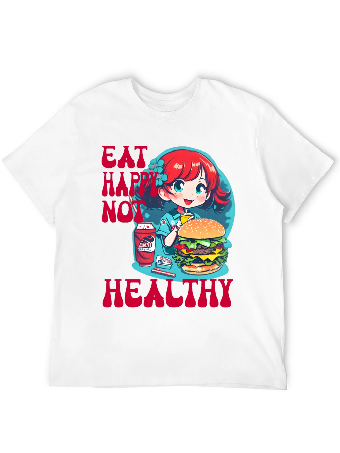 Black Eat Happy Not Healthy Graphic Tee view 12