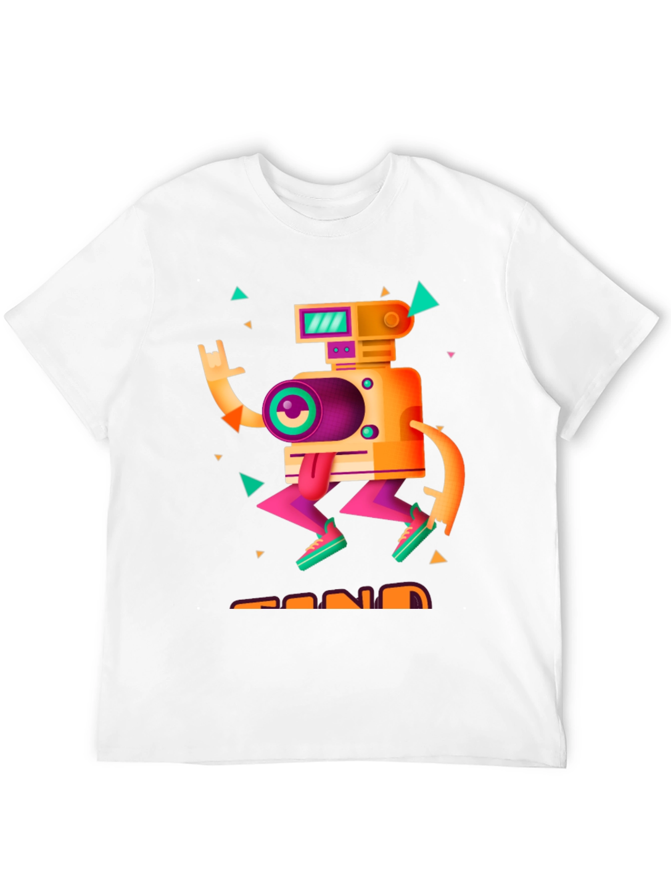 Black Retro Robot Graphic Tee - Black Cotton T-Shirt view 12