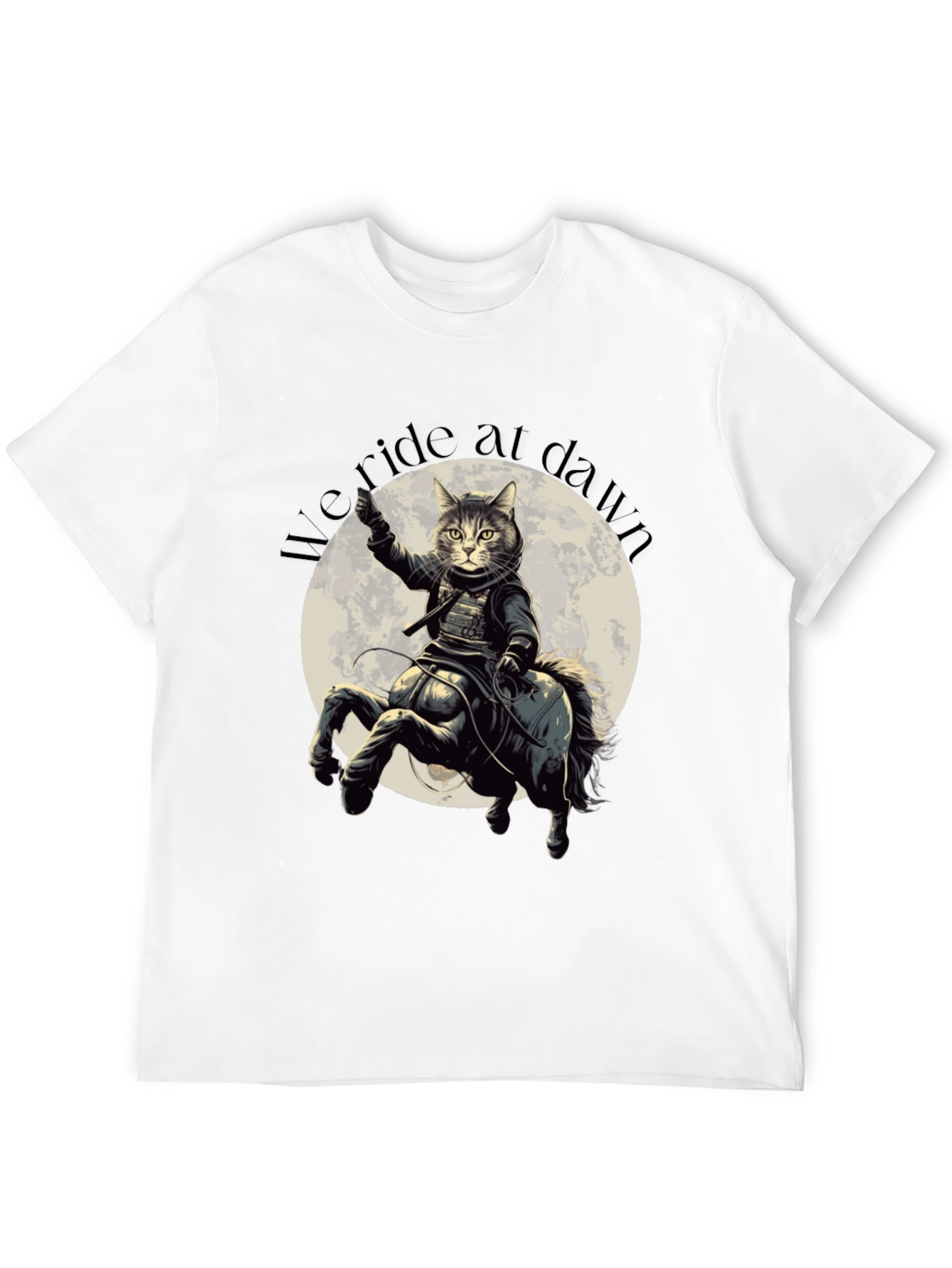 Black We Ride at Dawn Cat Centaur Graphic T-Shirt view 12