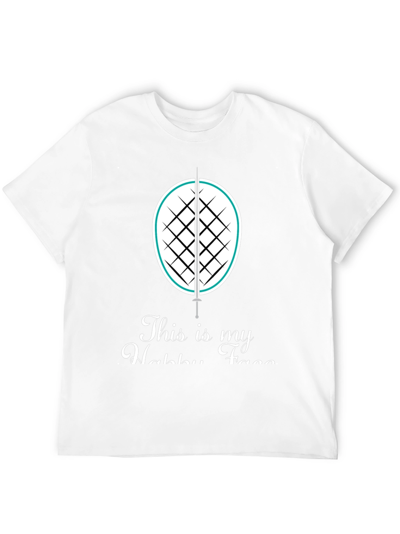 Black Fencing Hobby T-Shirt: Black Cotton Tee with Sword & Racket Design view 12