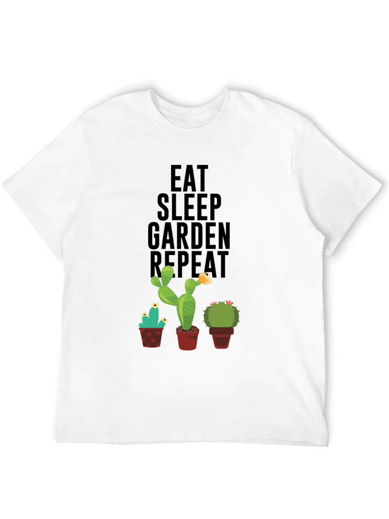 Black Eat Sleep Garden Repeat Cactus Graphic Tee view 12