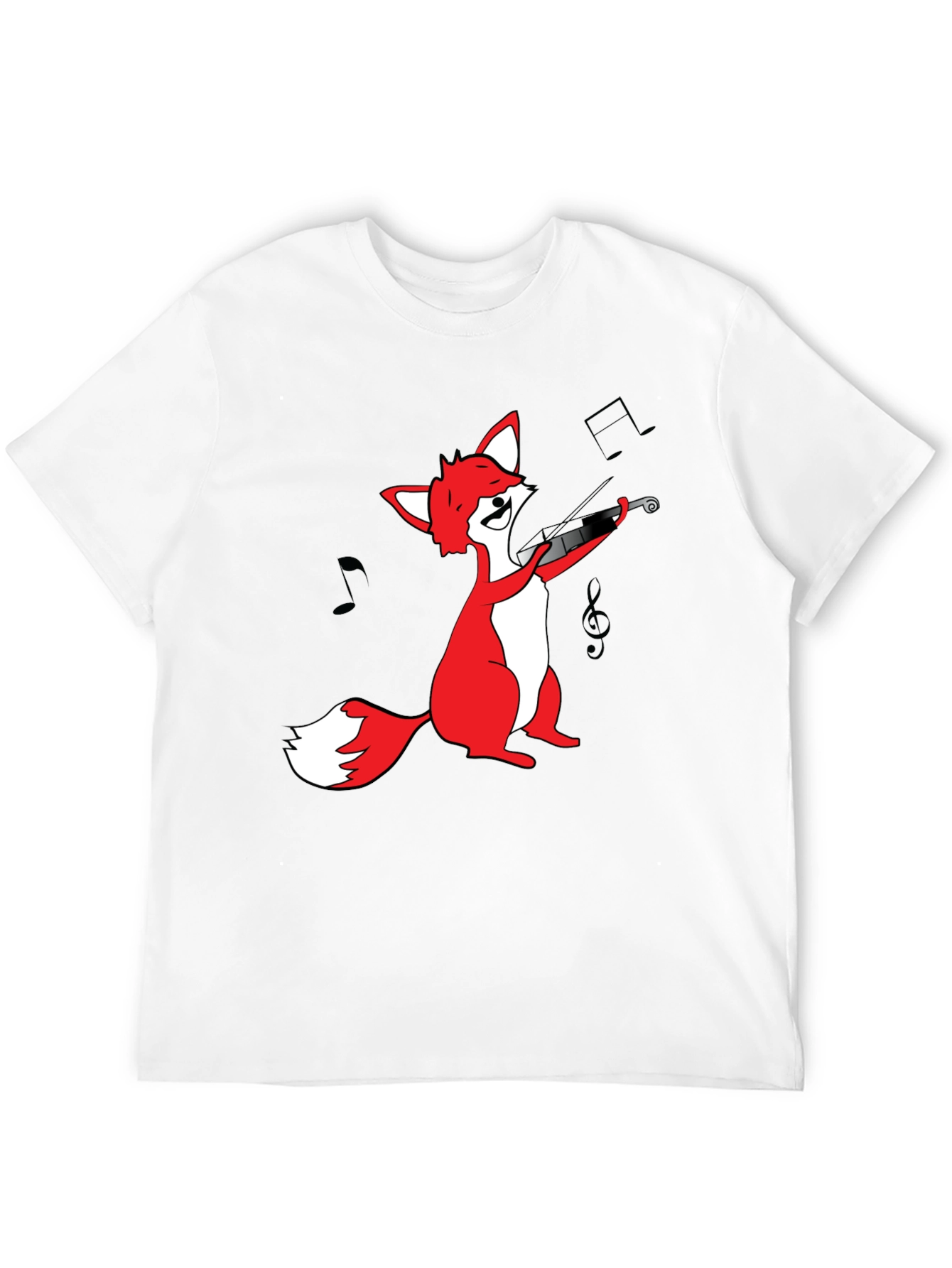Black Fox Violinist T-Shirt - Black Graphic Tee view 12