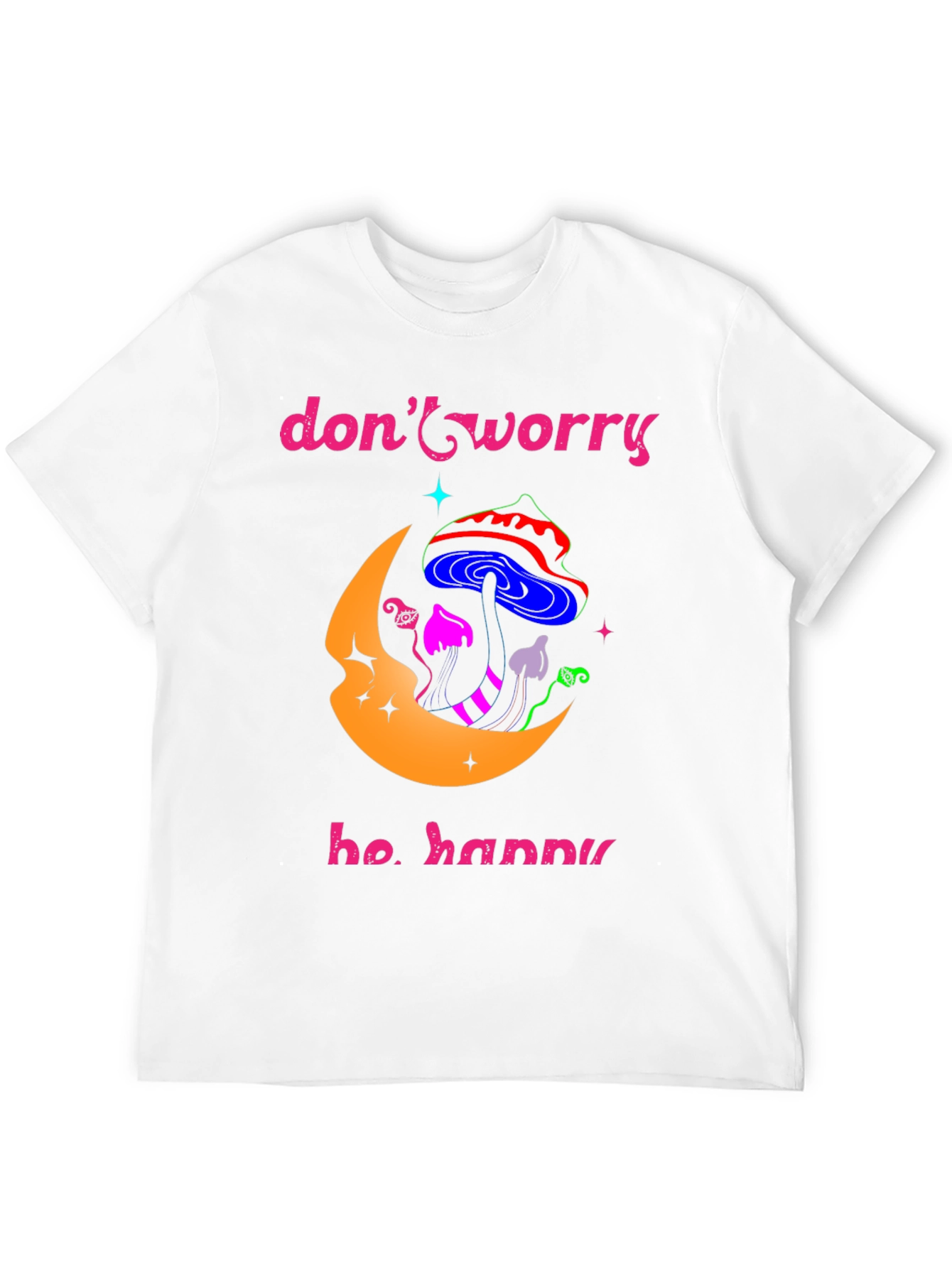 Black Don't Worry Be Happy Graphic T-Shirt view 12