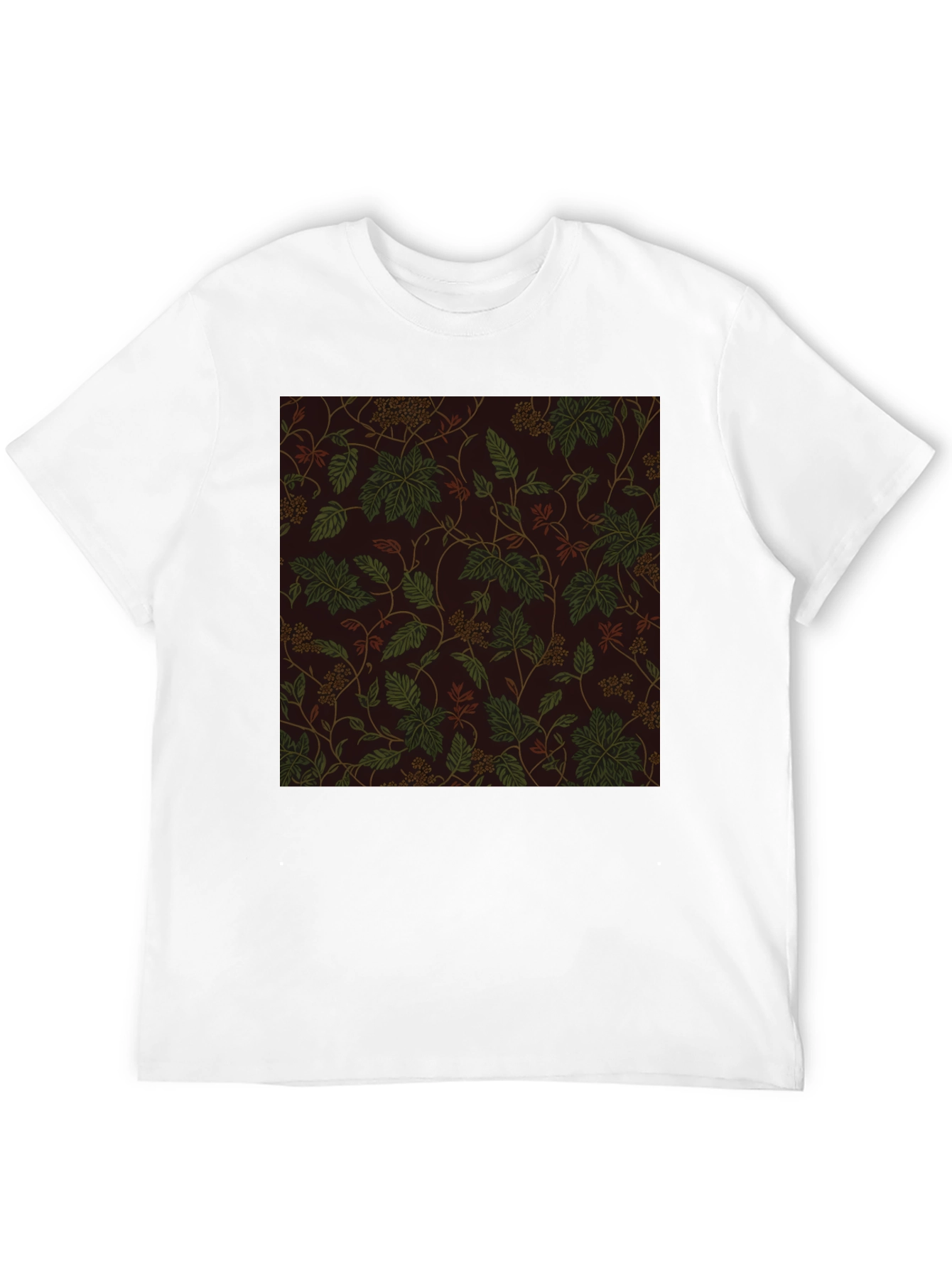 Black Botanical Print Crew Neck Tee view 12