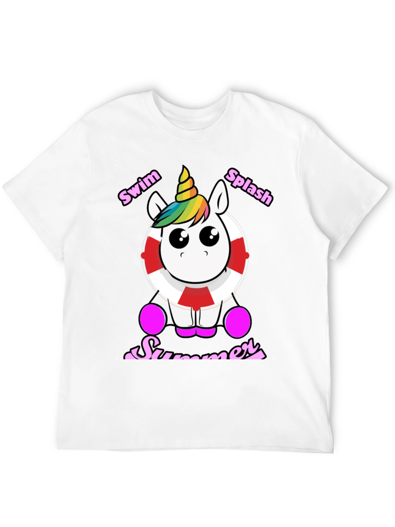 Black Swim Splash Summer Unicorn T-Shirt view 12