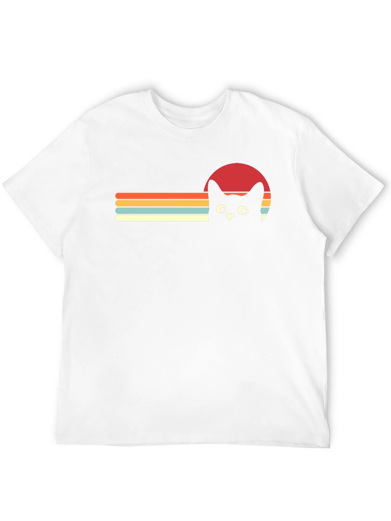 Black Retro Cat Sunset Graphic Tee - Black T-Shirt view 12