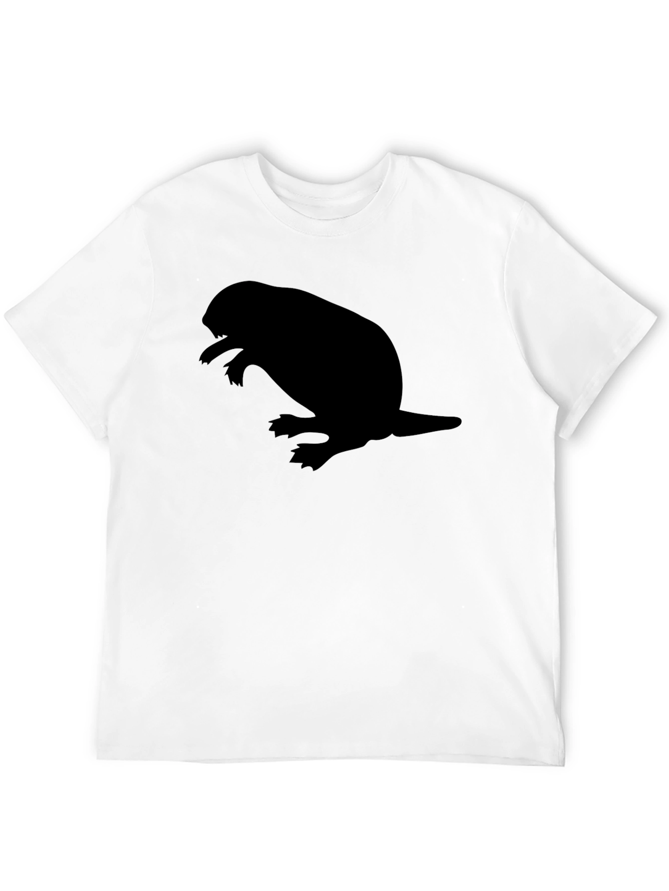 Black Men's Black T-shirt with Beaver Silhouette Graphic view 12