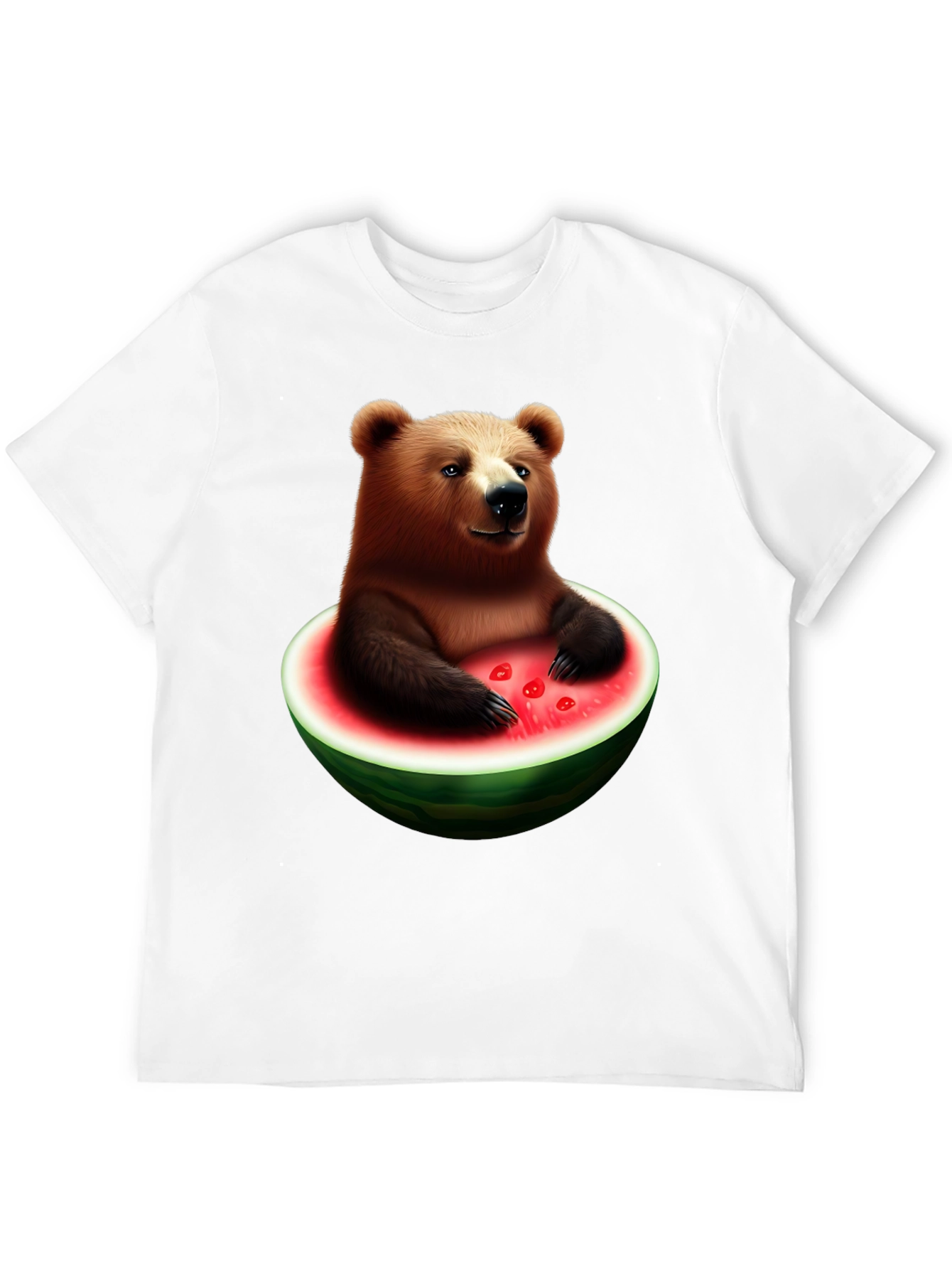 Black Bear in Watermelon Men's Black T-Shirt view 12