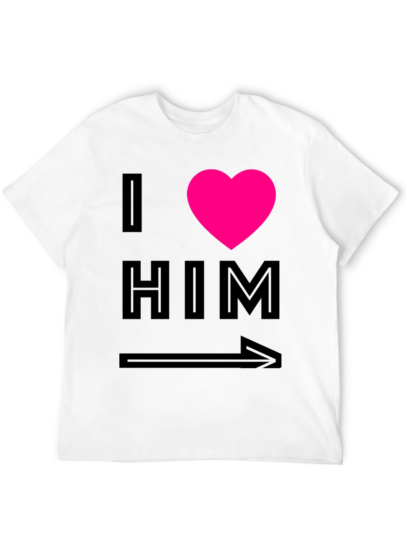 Black I Heart Him Graphic Tee - Black Unisex T-Shirt view 12