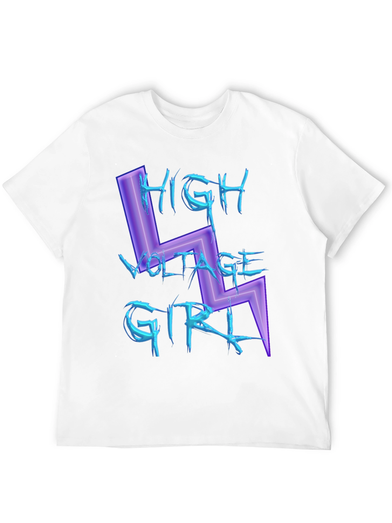 Black High Voltage Girl Graphic Print Black T-Shirt view 12