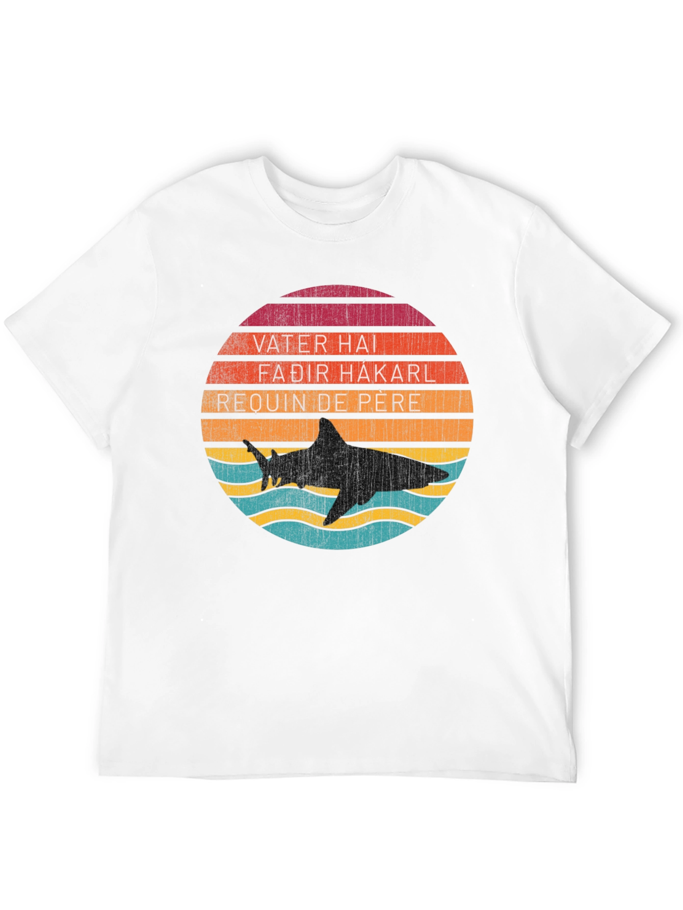 Retro Shark Dad T-Shirt - Vater Hai, Fadir Hakarl, Requin de Pere - 12