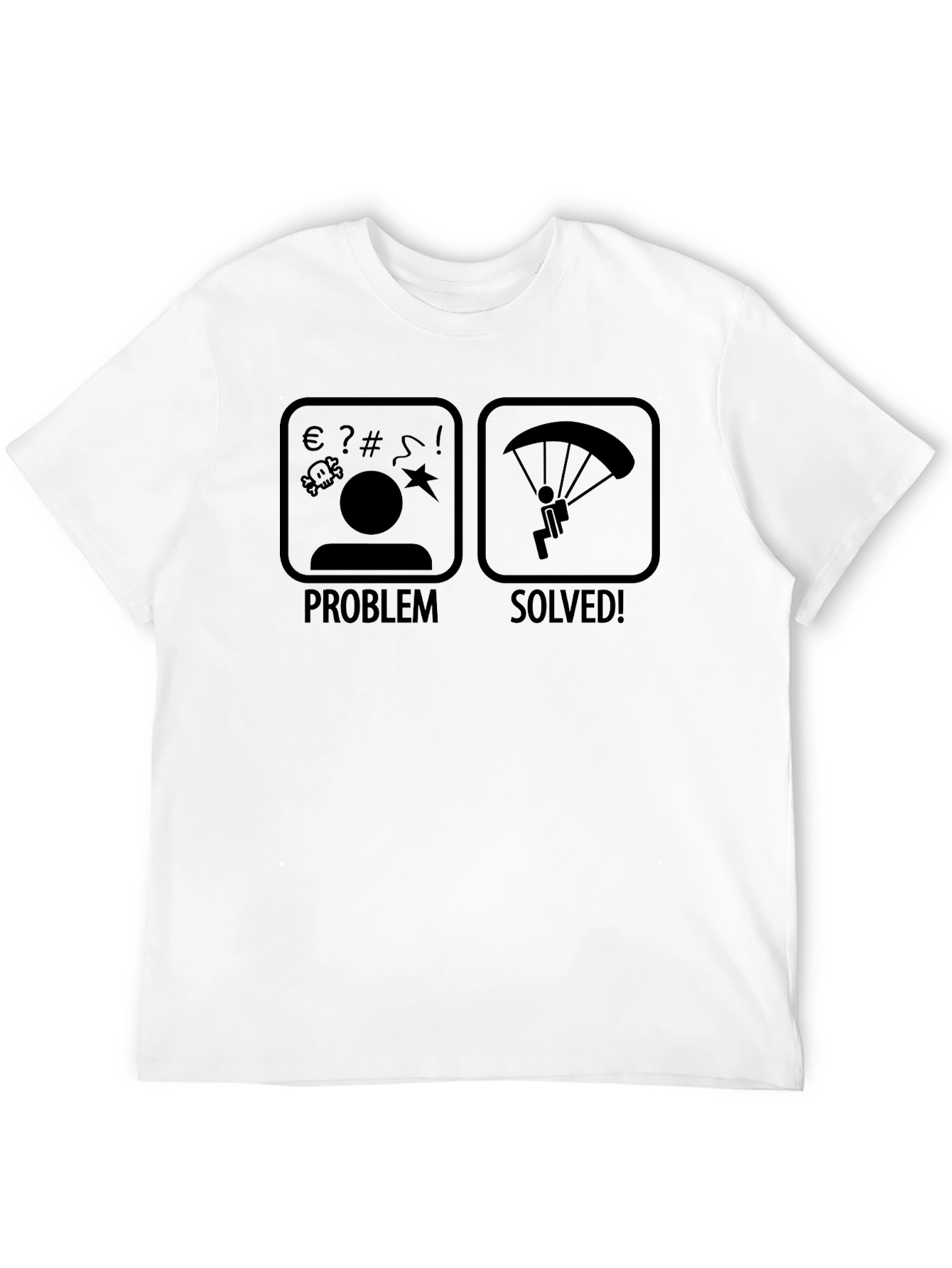 Black Problem Solved Parachute T-Shirt view 12