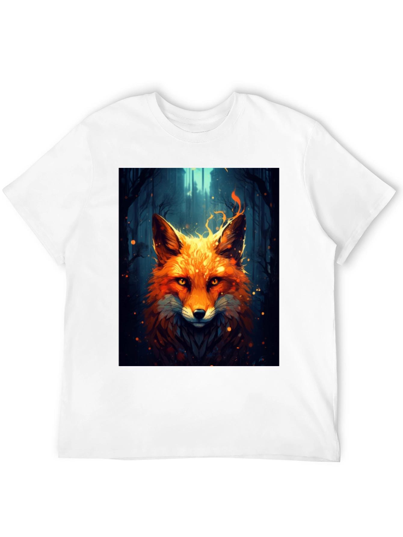 Black Fiery Fox Graphic Tee - Bold Animal Print Shirt view 12