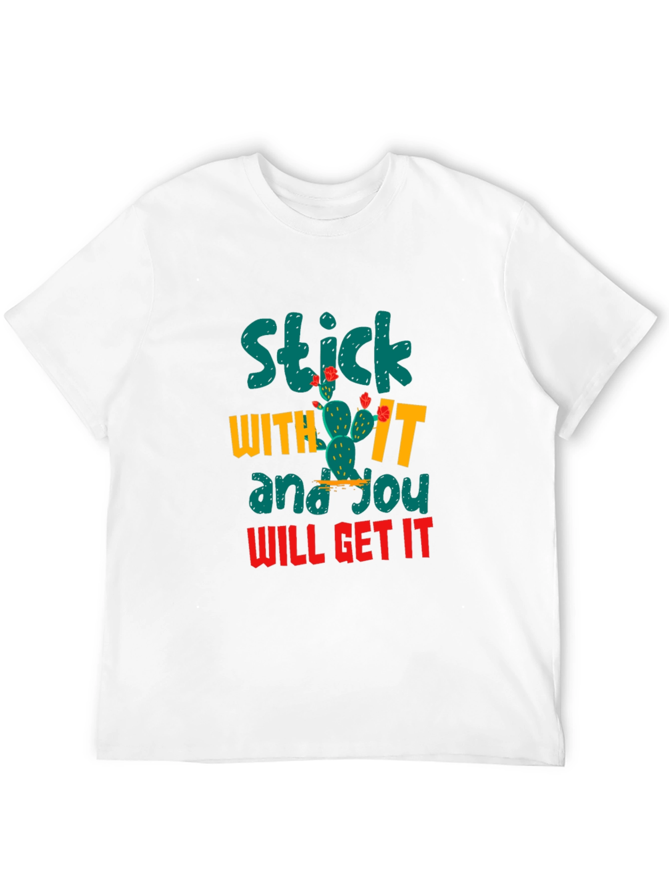 Black Motivational Cactus T-Shirt - Stick With It! view 12