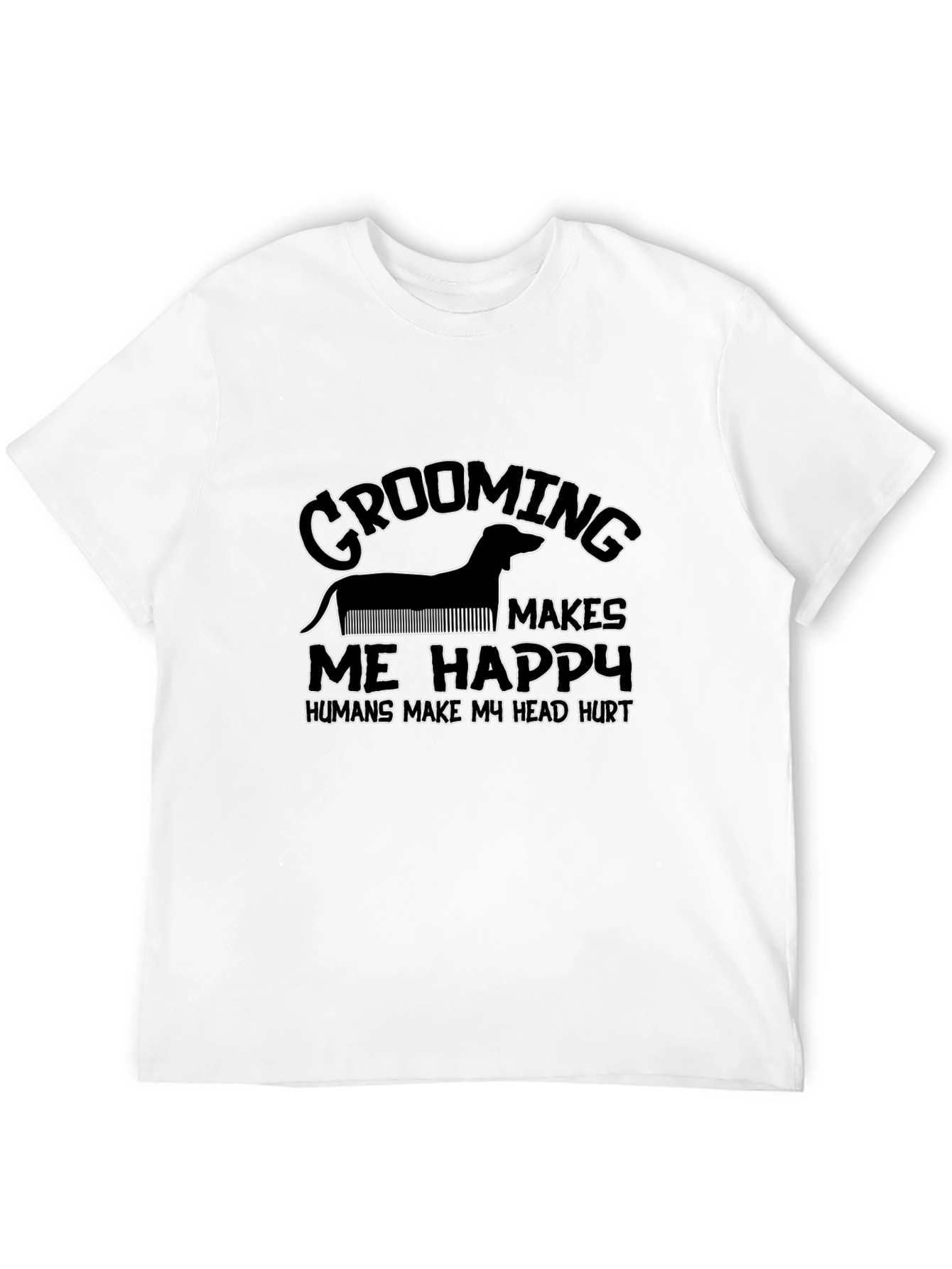 Black Grooming Makes Me Happy Black T-Shirt view 12