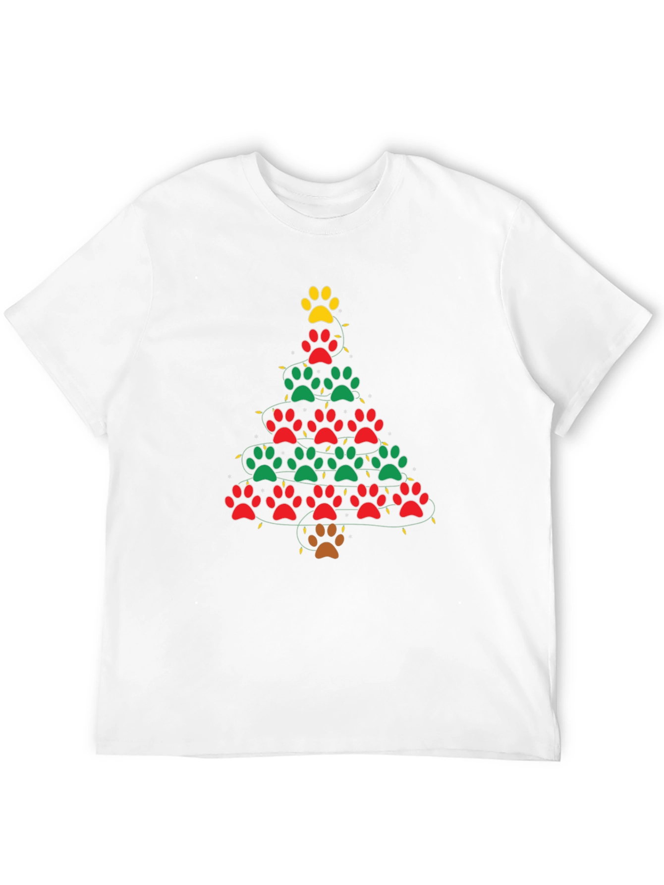 Black Paw Print Christmas Tree Black T-shirt view 12