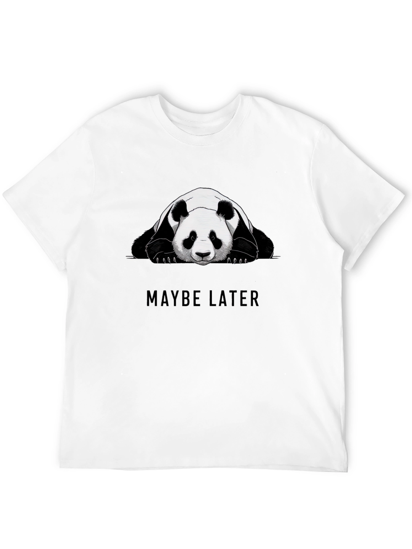 Black Lazy Panda Graphic Tee - "Maybe Later" Black Cotton T-Shirt view 12