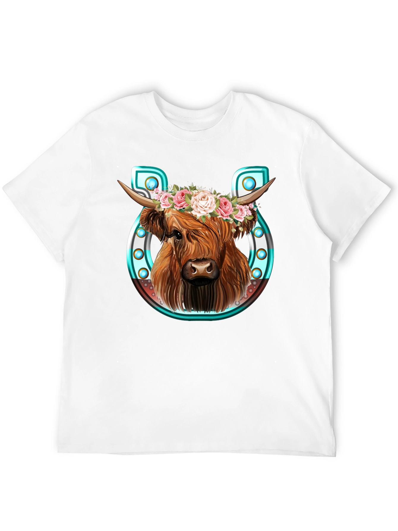 Black Highland Cow Flower Crown Graphic Tee view 12