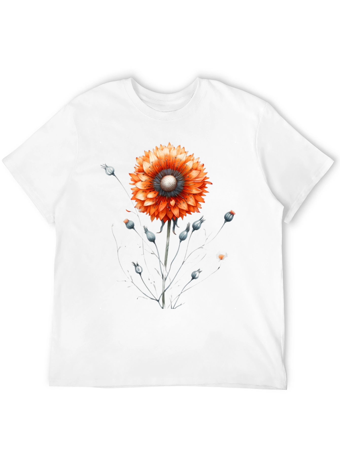 Black Floral Graphic Tee - Orange Bloom on Black view 12