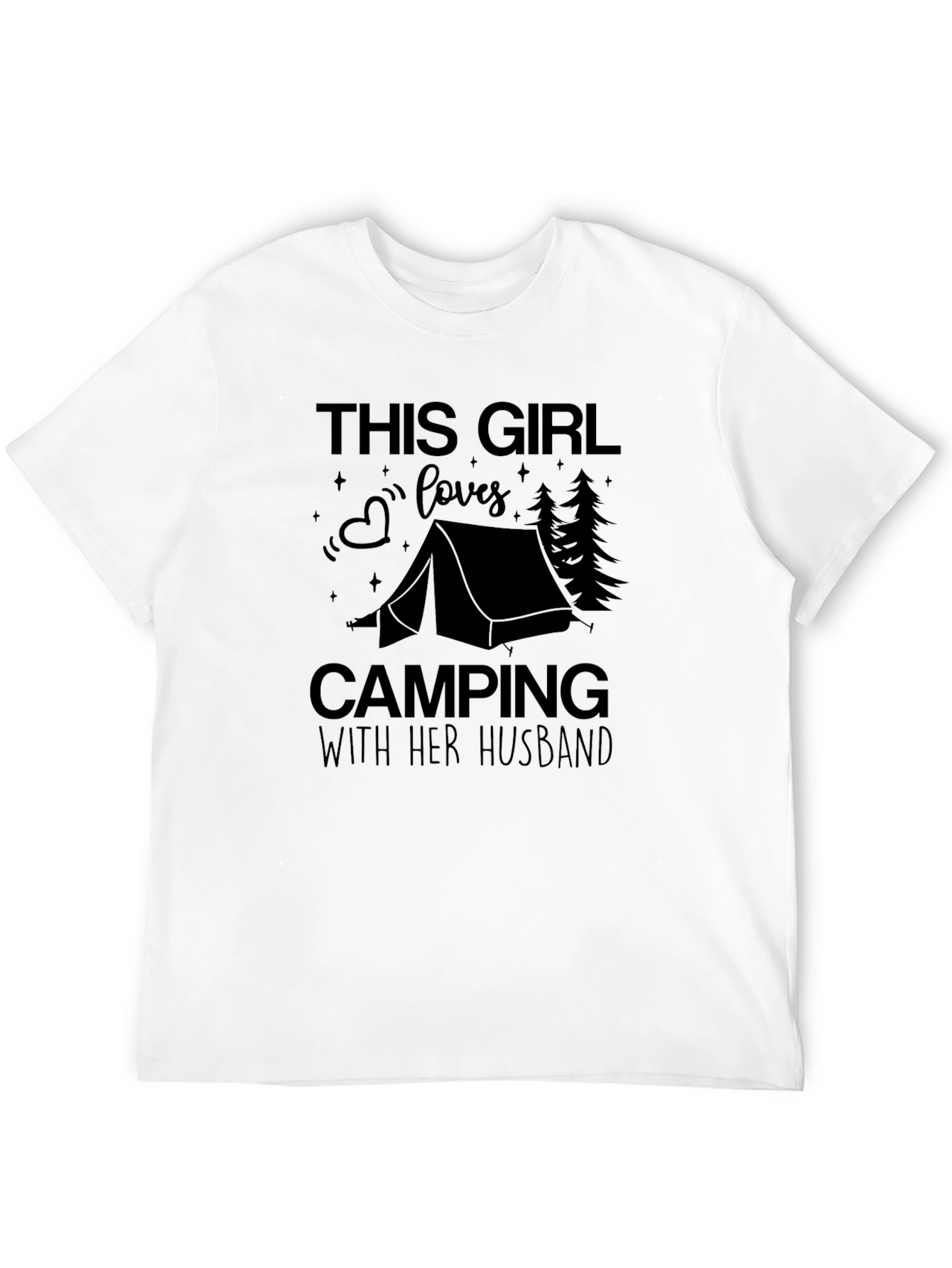 Black Camping Girl T-Shirt - "With Her Husband" Tee view 12