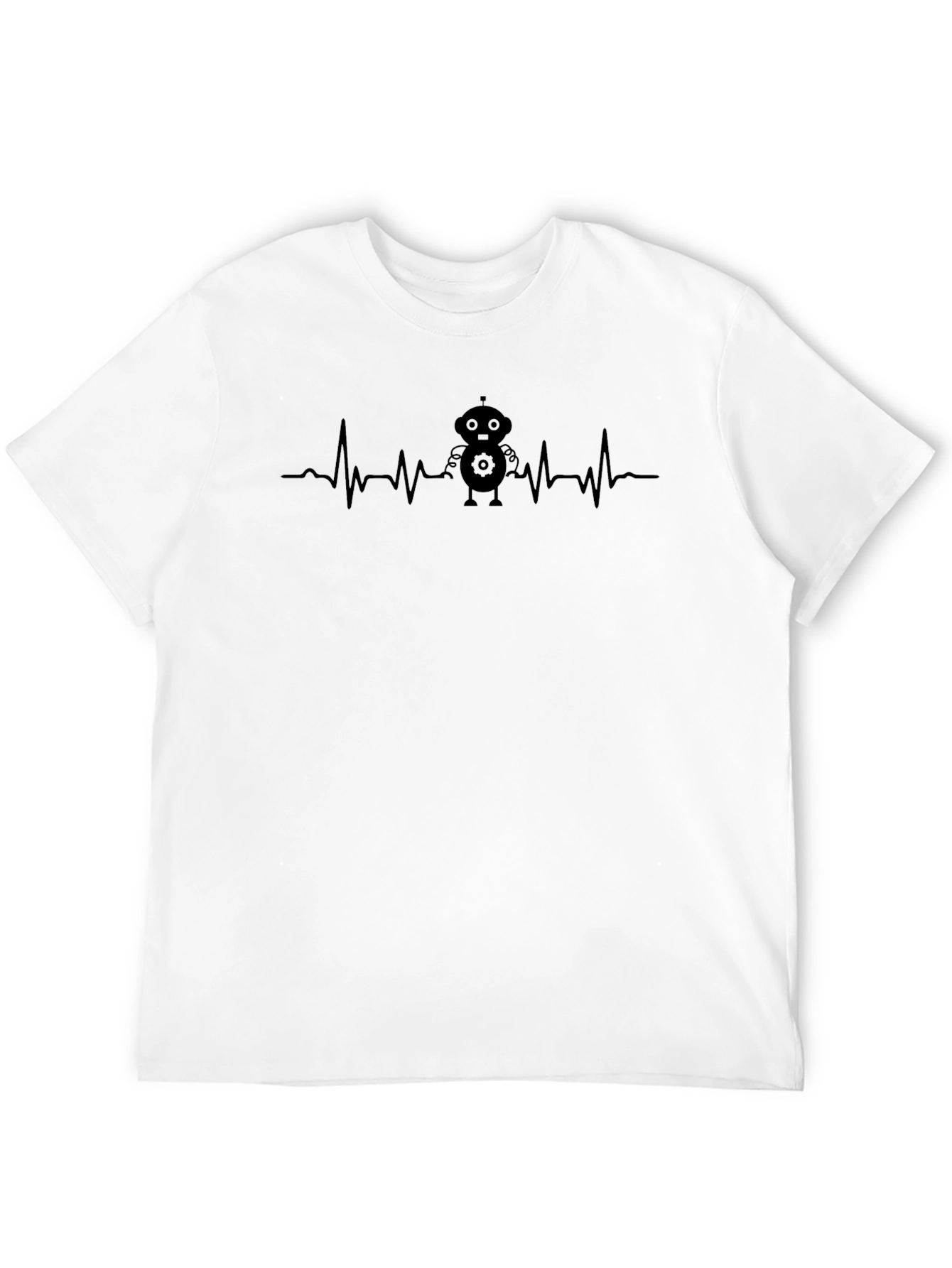 Black Robot Heartbeat Graphic Tee - Men's Black T-Shirt view 12