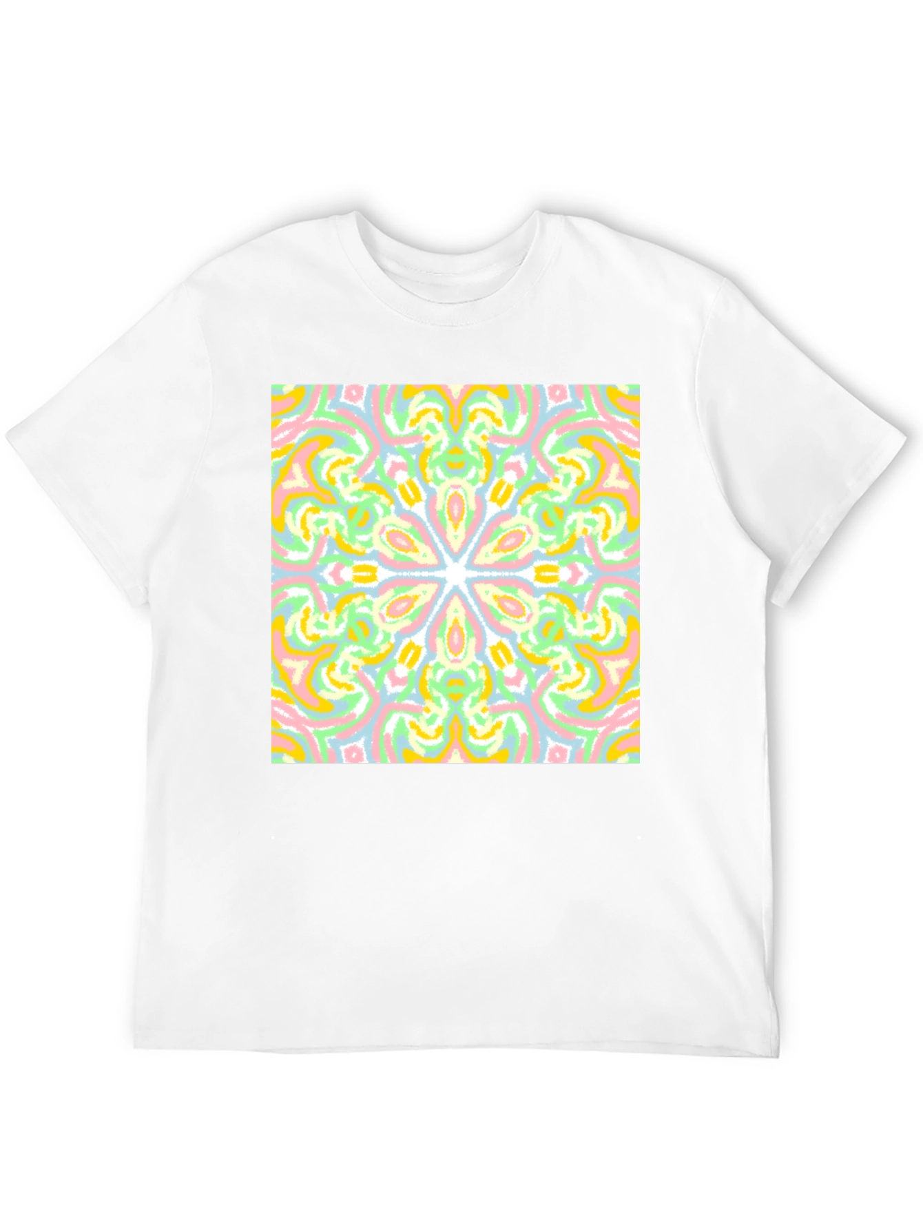 Black Colorful Mandala Graphic Tee - Black Cotton Casual T-Shirt view 12