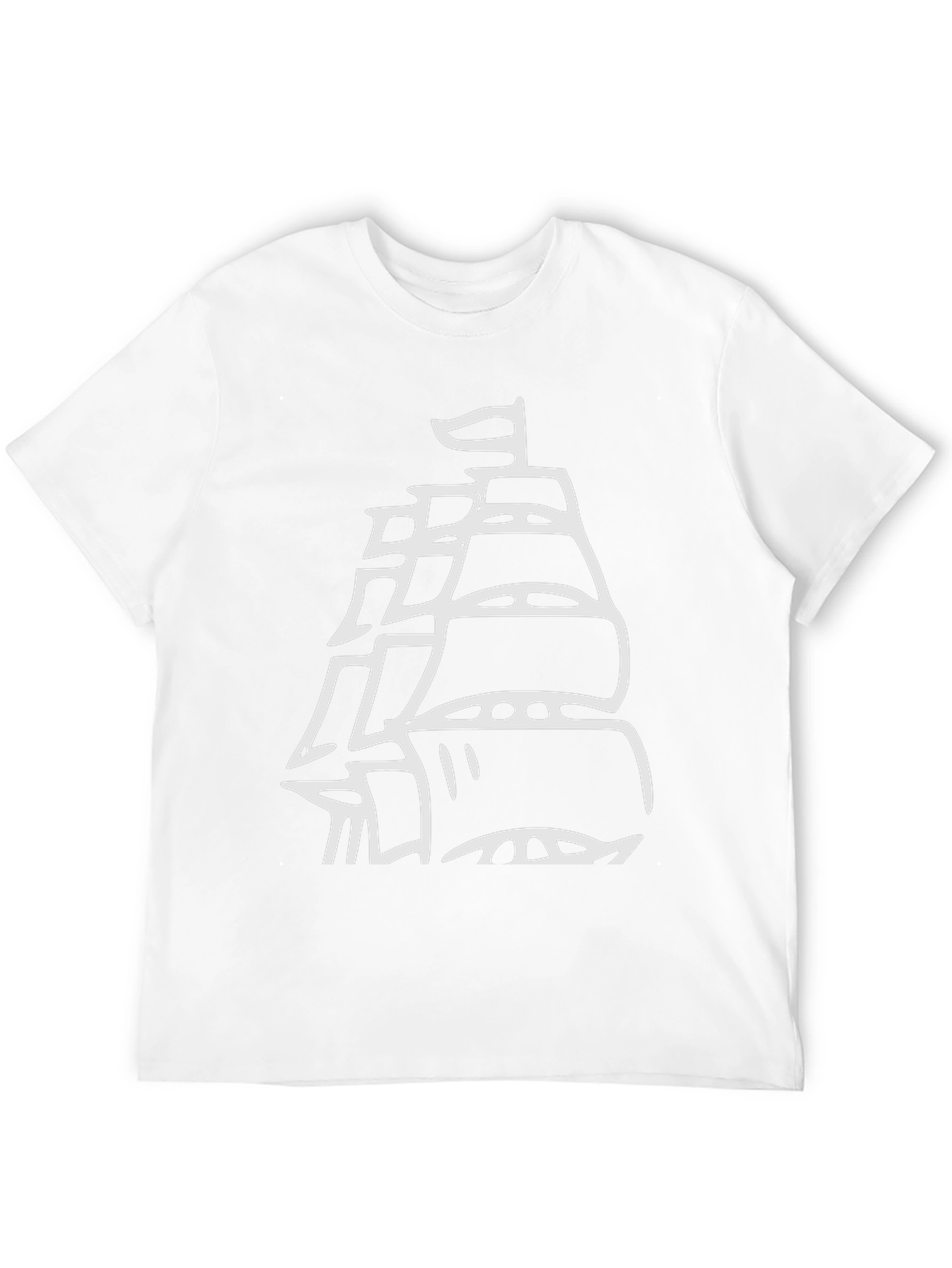 Black Black T-Shirt with White Ship Graphic view 12